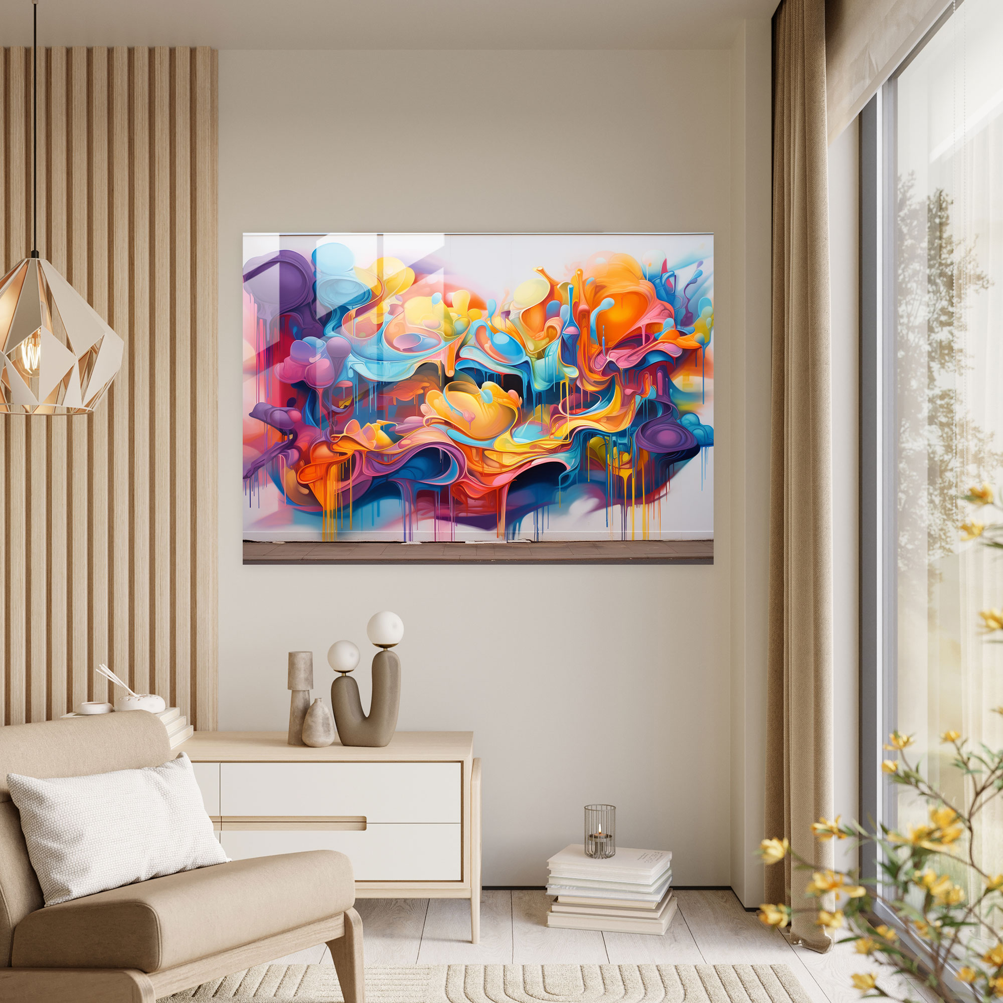 Graffiti Glass Print - Colorful Abstract Shapes - Graffiti, Vibrant, Creativity, Explosion
