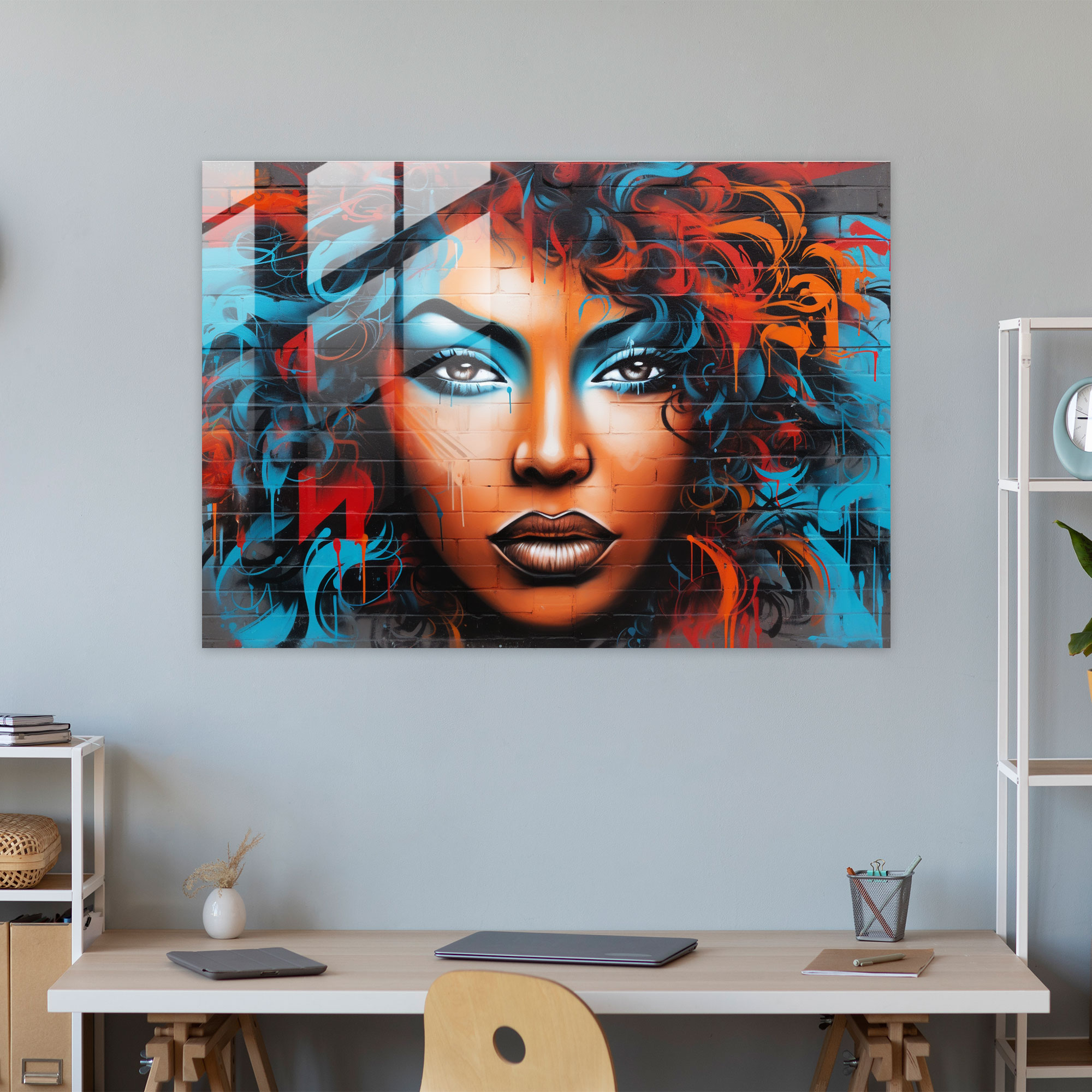 Graffiti Glass Wall Art - Urban Street Art Rebellion - Graffiti, Spirit, Rebellious, Spray-Painted
