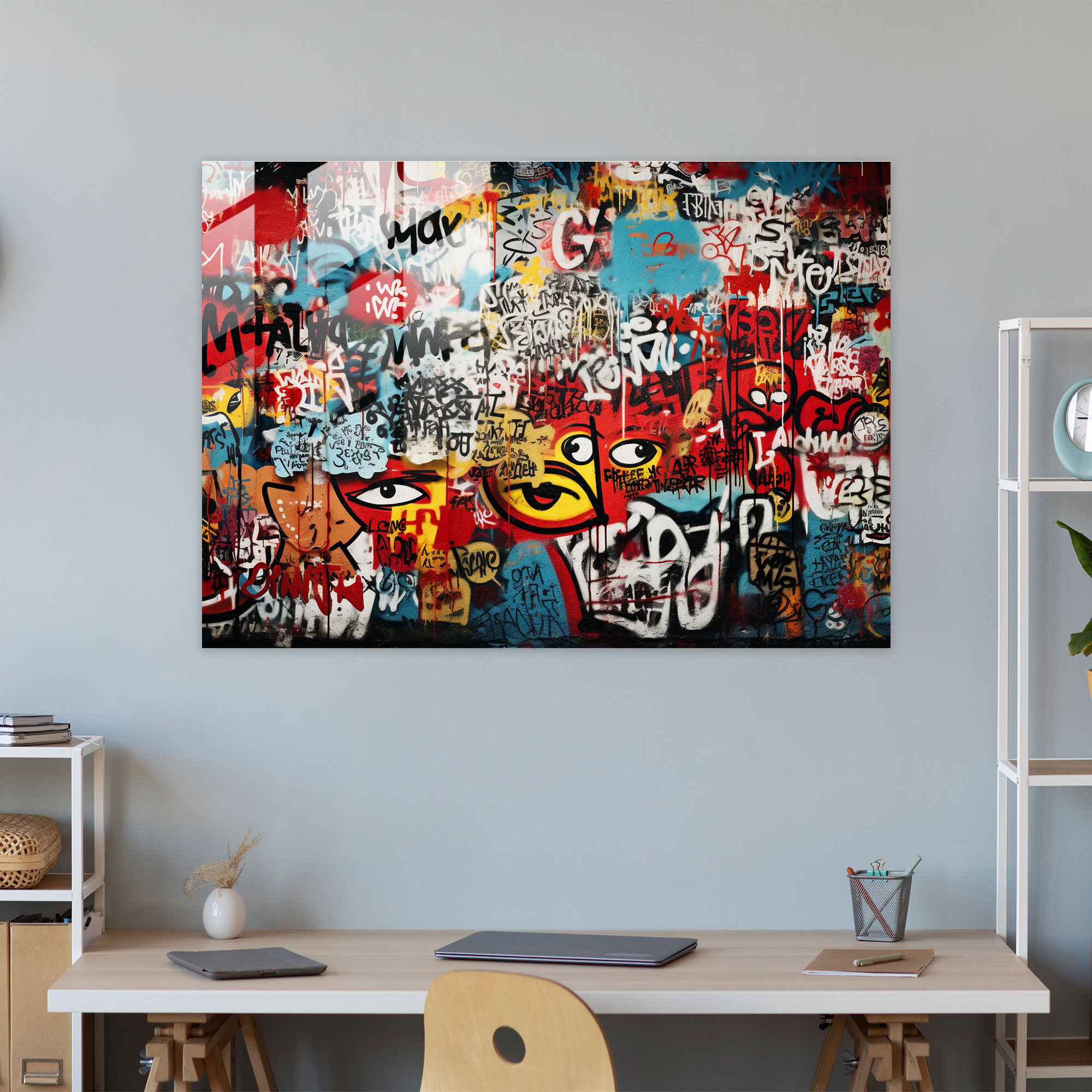 Graffiti Cam Tablo Sanatı - Cesur Sokak Etiketleri - Graffiti Ev Dekorasyonu Beton Duvar Duvar Dekorasyonu