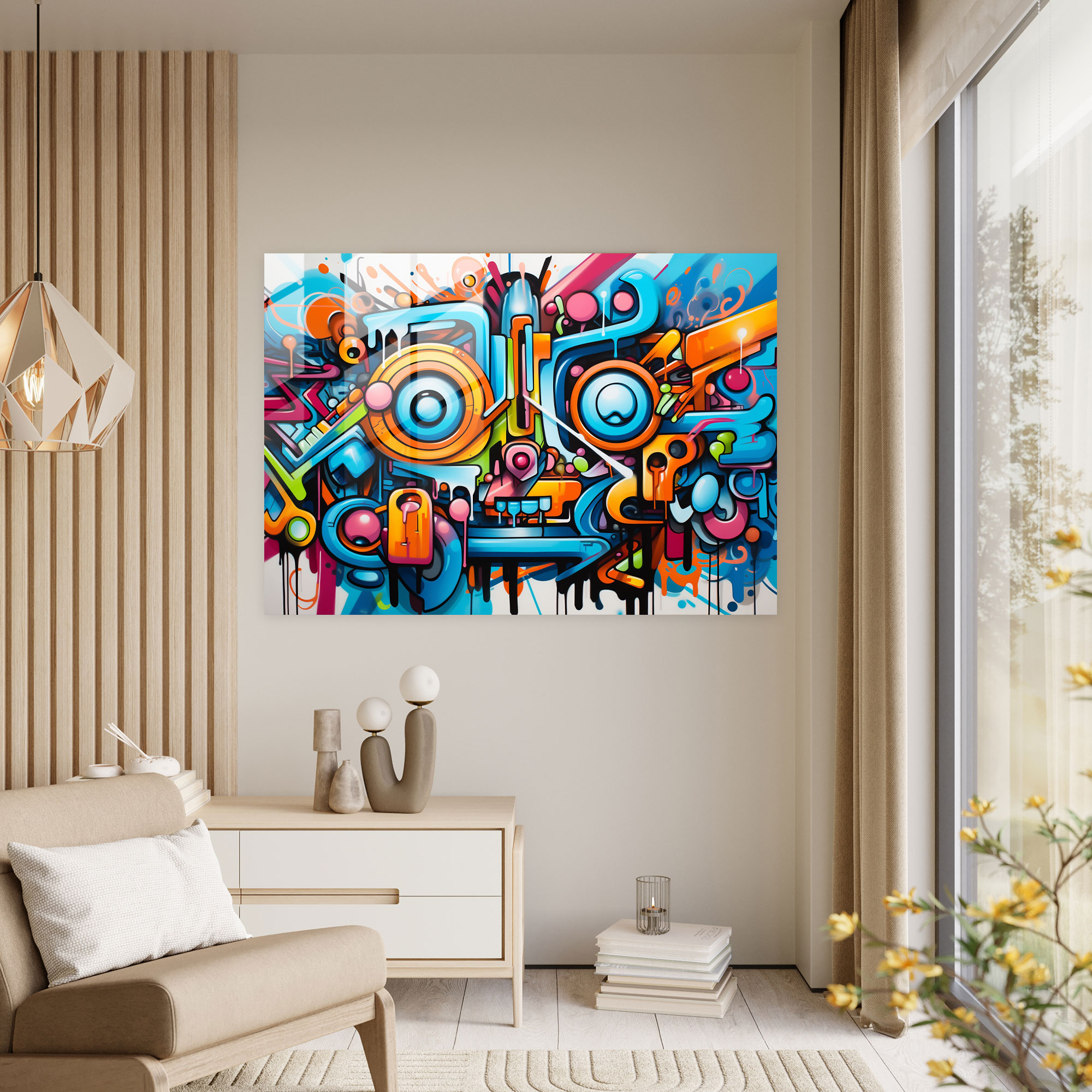 Graffiti Glass Print - Abstract Visual Fiesta - Graffiti, Graffiti, Glass Print, Glass Art