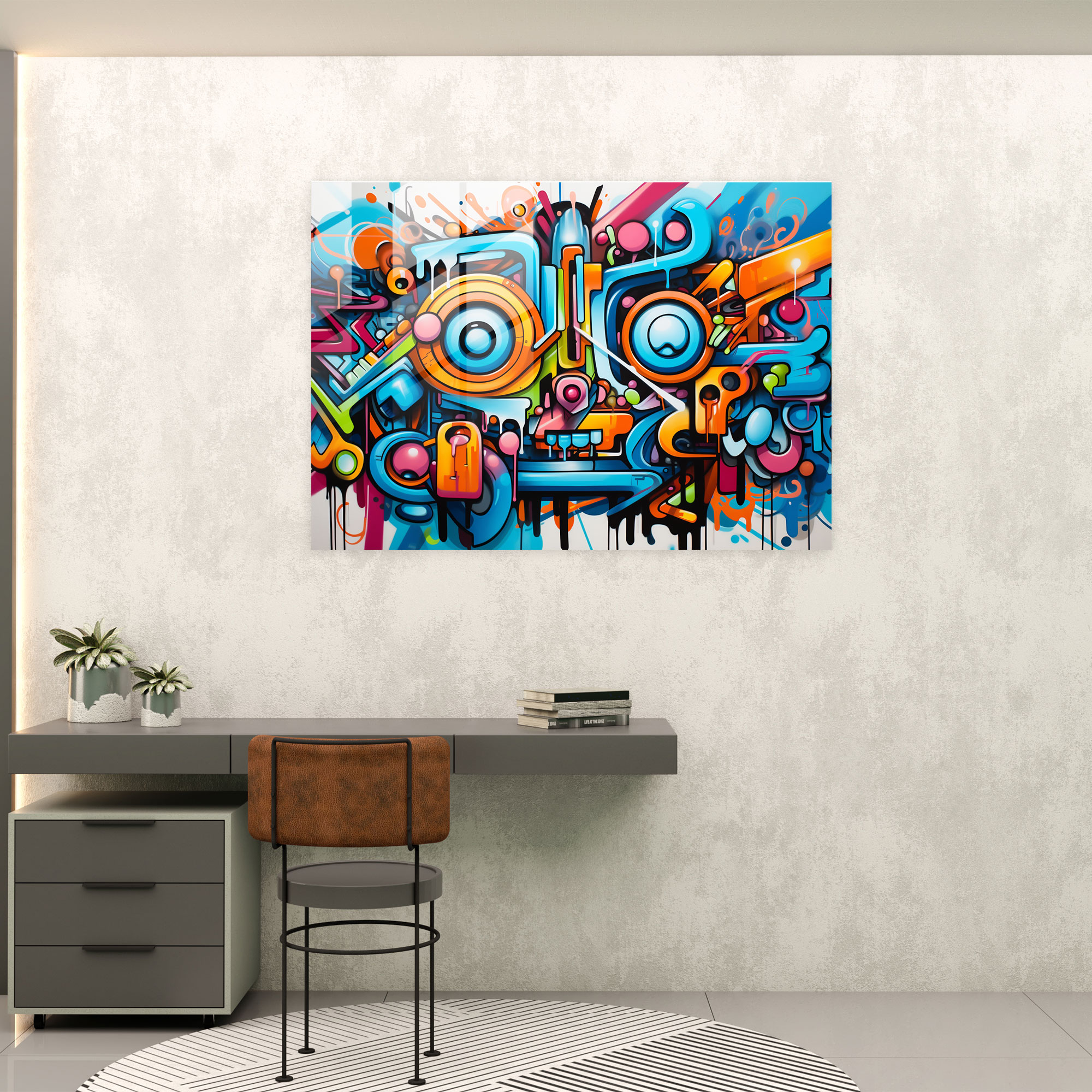 Graffiti Glass Print - Abstract Visual Fiesta - Graffiti, Graffiti, Glass Print, Glass Art