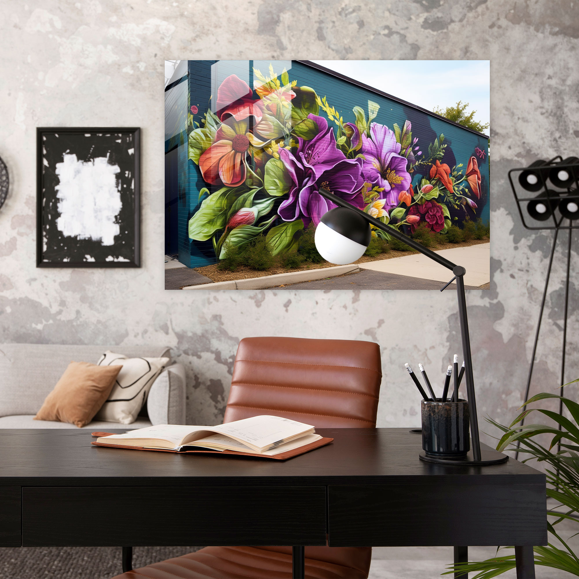 Graffiti Glass Print - Nature's Urban Canvas - Graffiti, Urban Wall, Fauna, Nature Graffiti