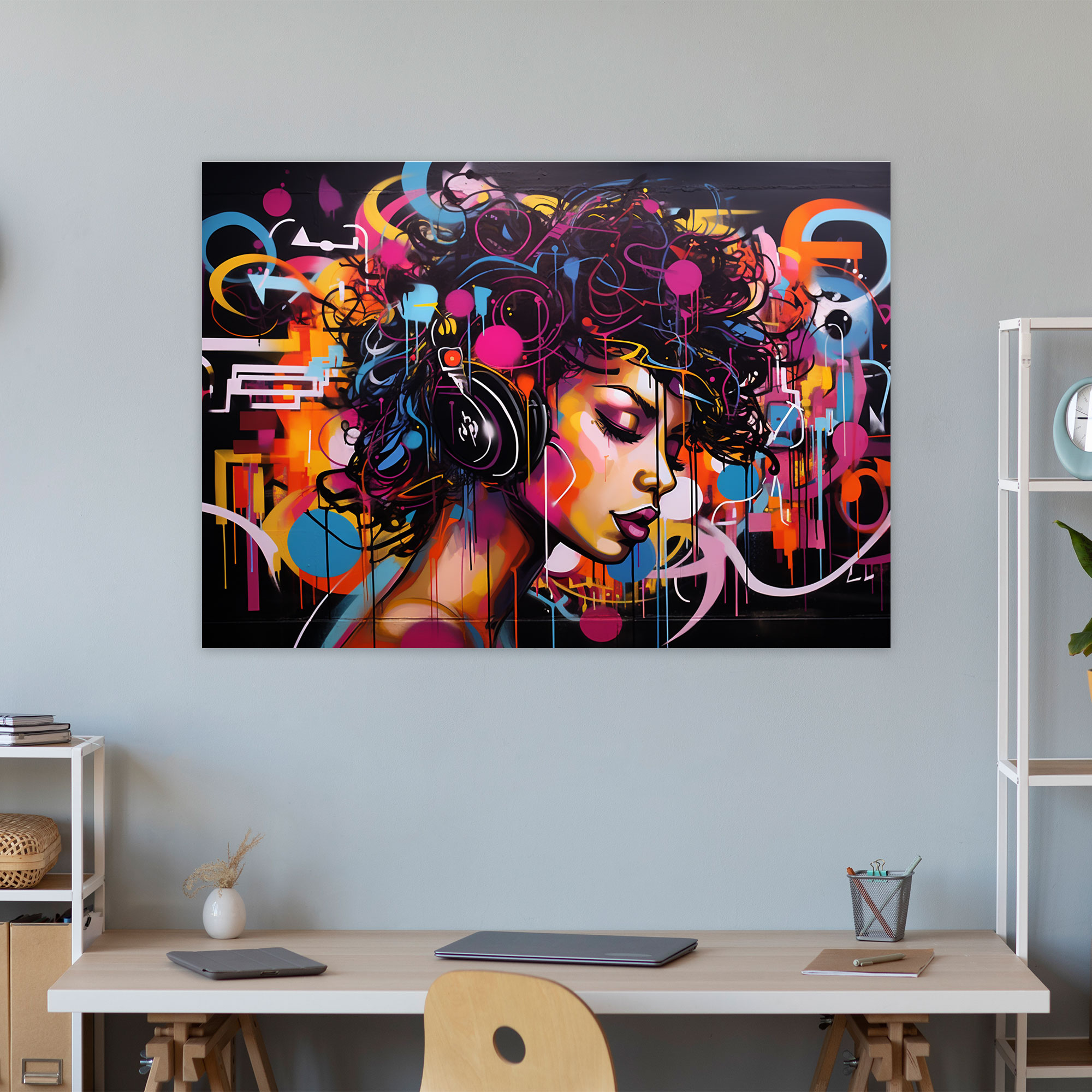Musical Graffiti Wall Art - Graffiti, Energy, Wall Art, Canvas Wall Art