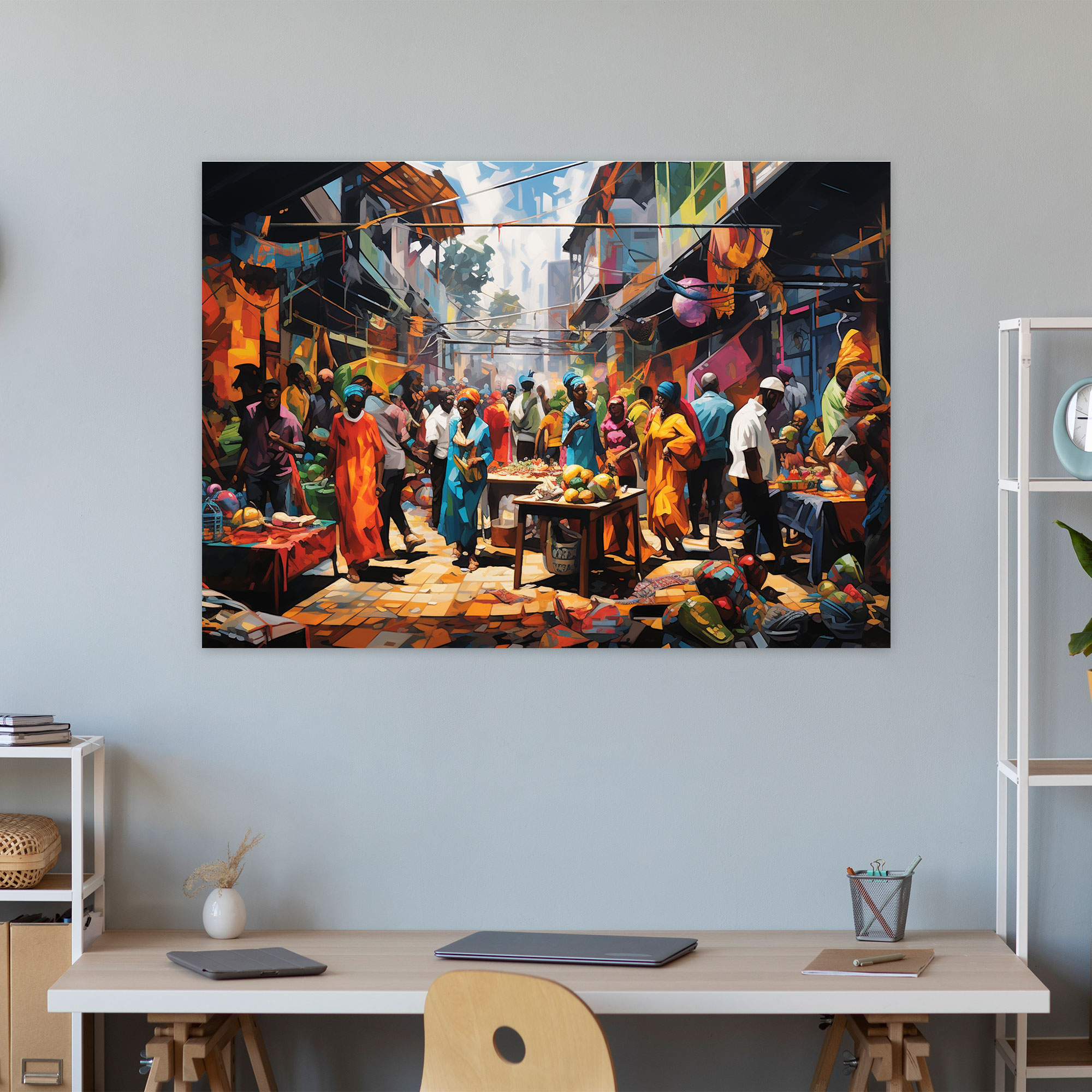 Bustling Market Graffiti Canvas Print - Graffiti, Home Decoration, Graffiti, Canvas Print