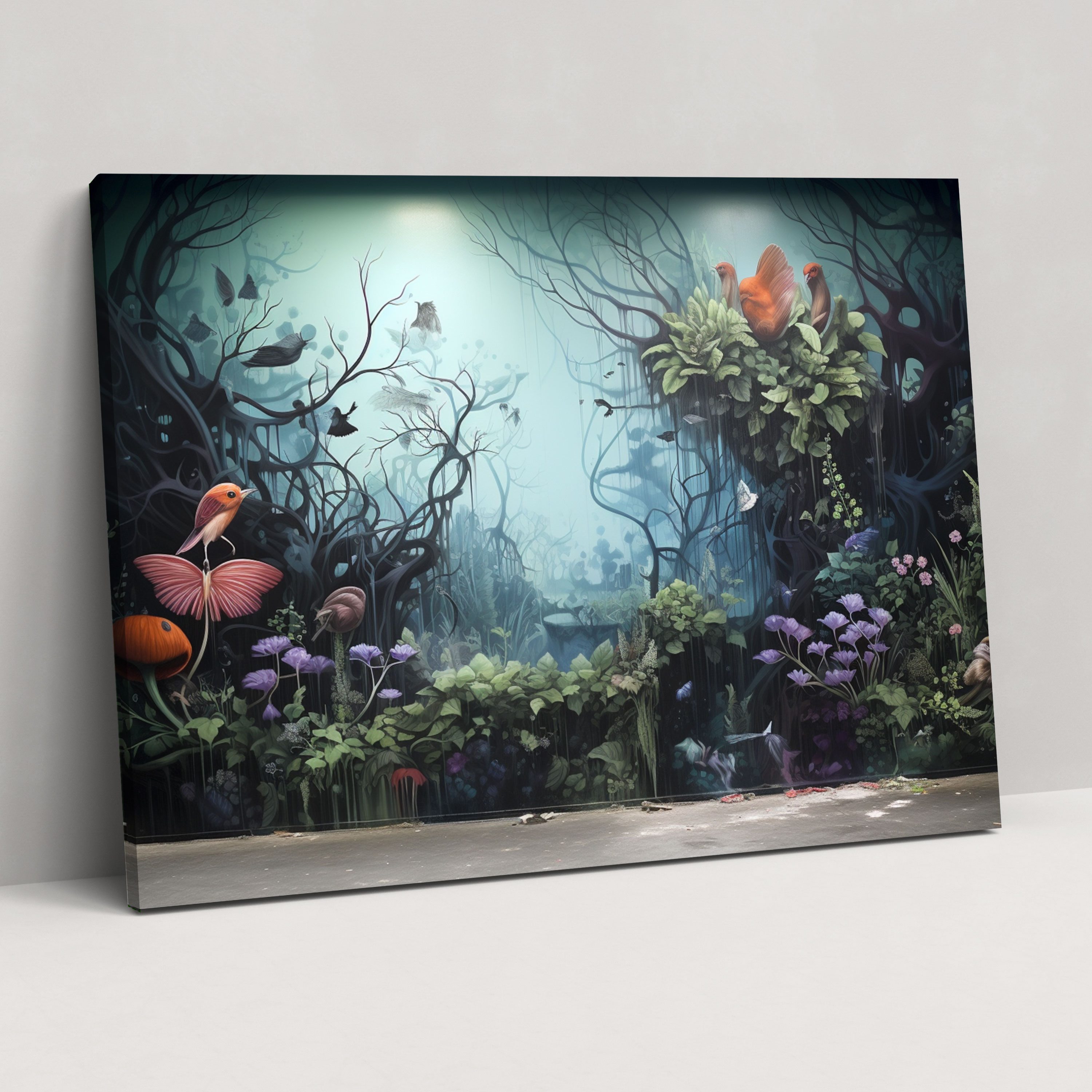 Mystical Forest Graffiti Canvas Print - Graffiti, Graffiti, Enchanting Creatures, Wall Decoration