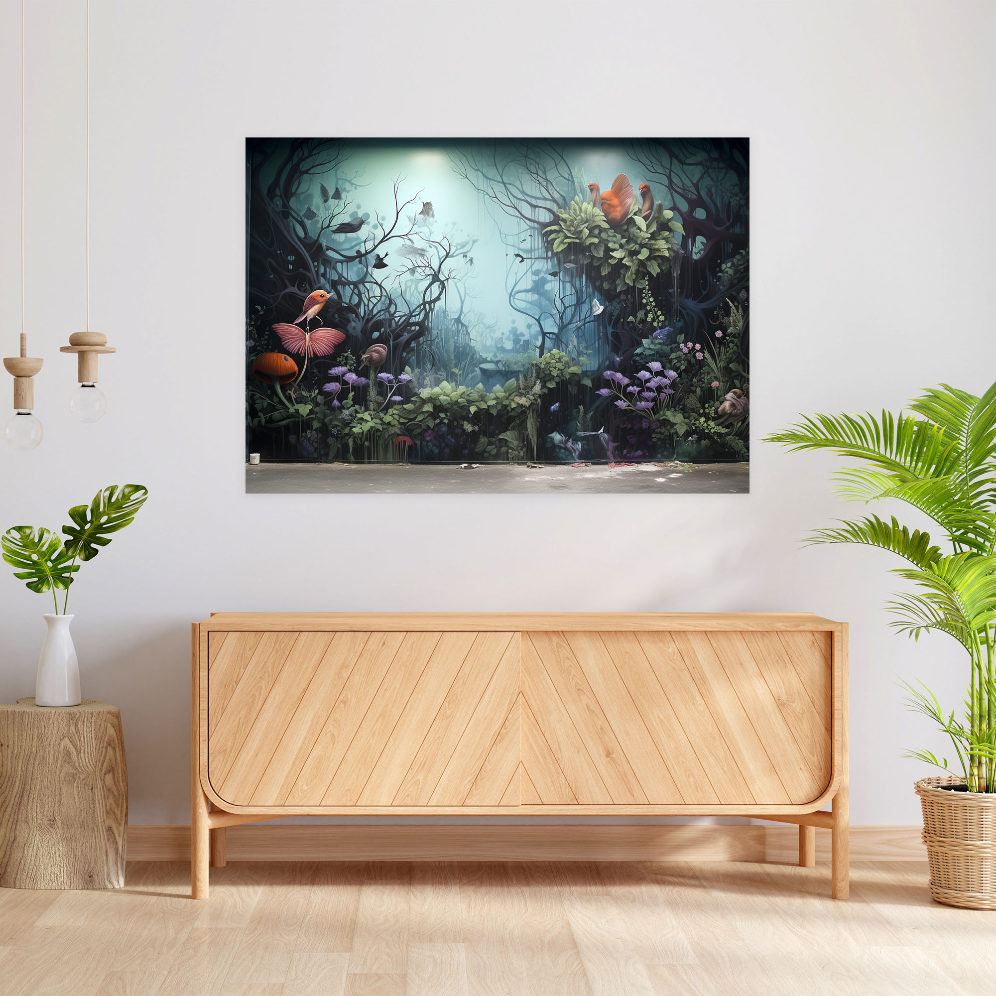 Mystical Forest Graffiti Canvas Print - Graffiti, Graffiti, Enchanting Creatures, Wall Decoration