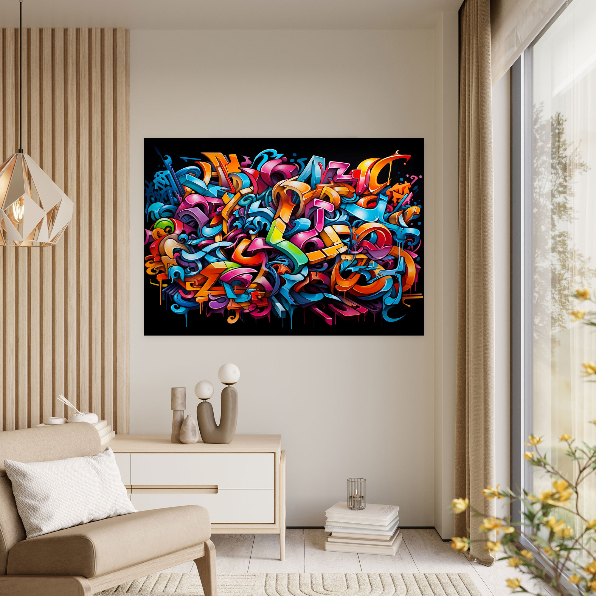 Tipografi Graffiti Duvar Sanatı - Graffiti Duvar Dekorasyonu Kanvas Tablo Graffiti