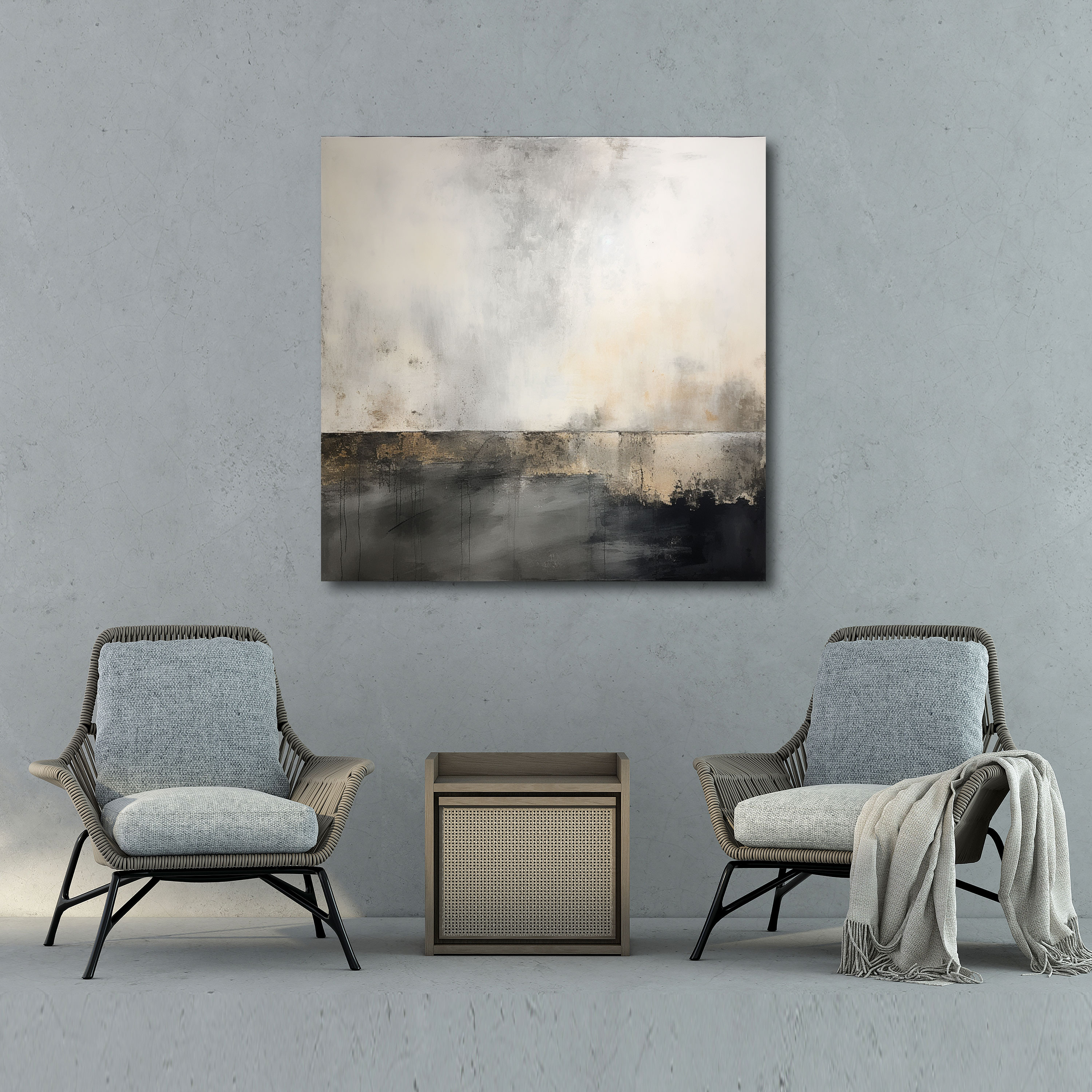Gray Depth Canvas Print - Gray, Canvas, Gray, Abstract Mixed Media Artwork
