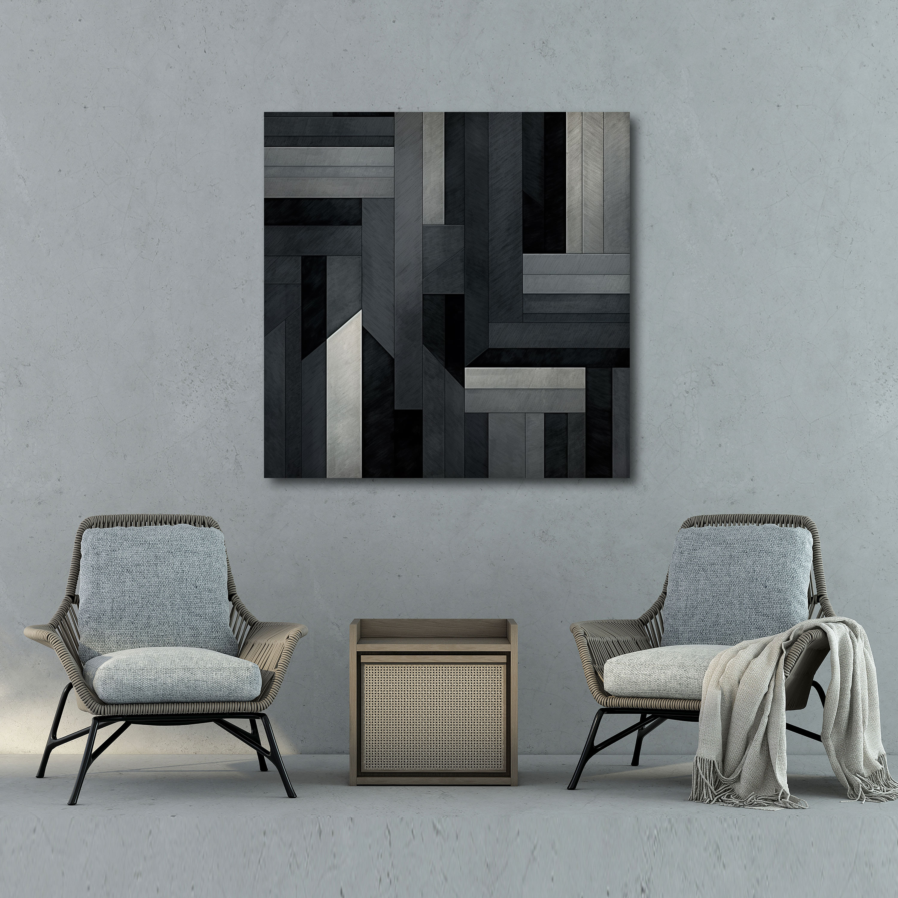 Gray Geometric Canvas Print - Gray, Canvas Wall Art, Pattern, Wall Decoration
