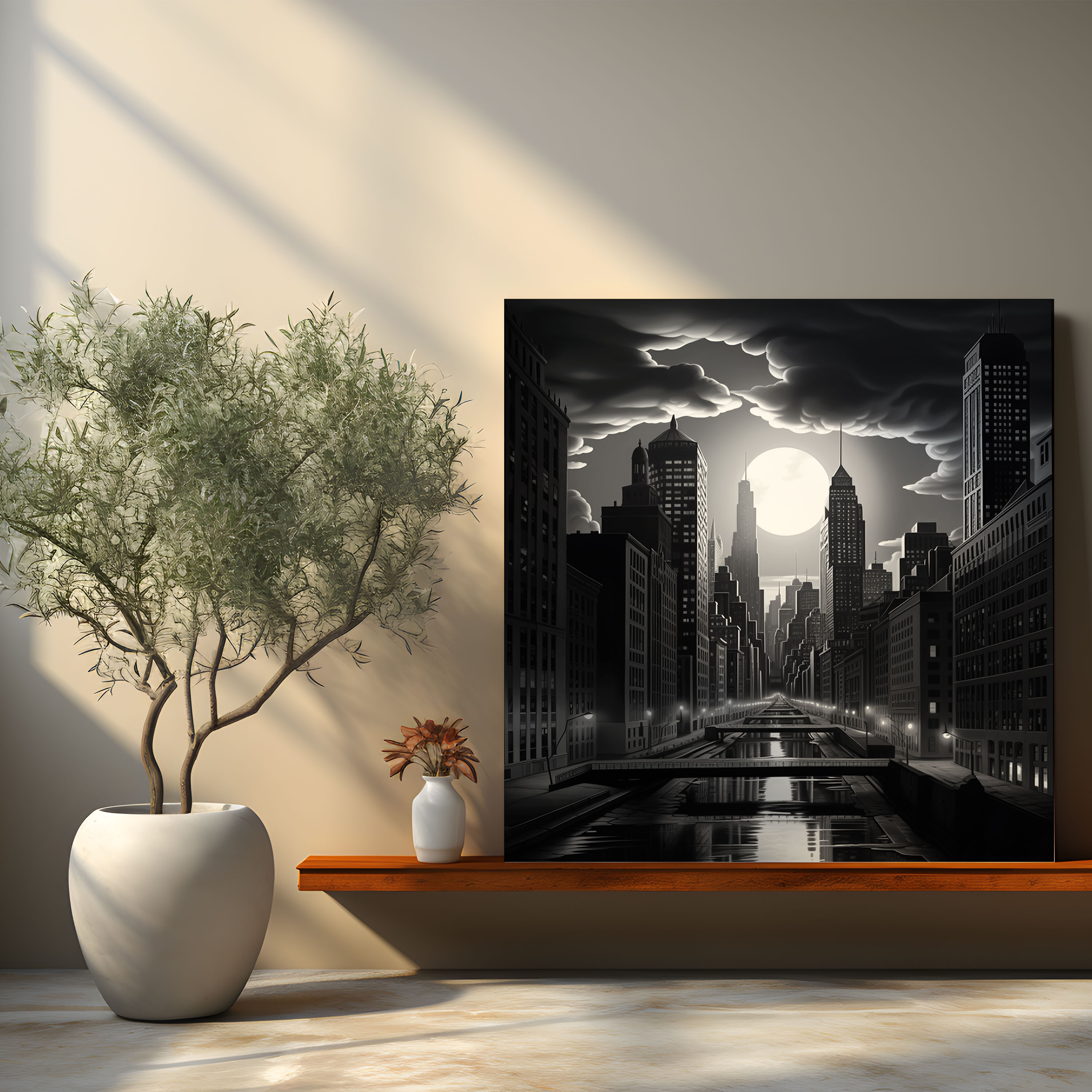 Gray Cityscape Wall Art - Gray, Gray, Wall Art, Dusk