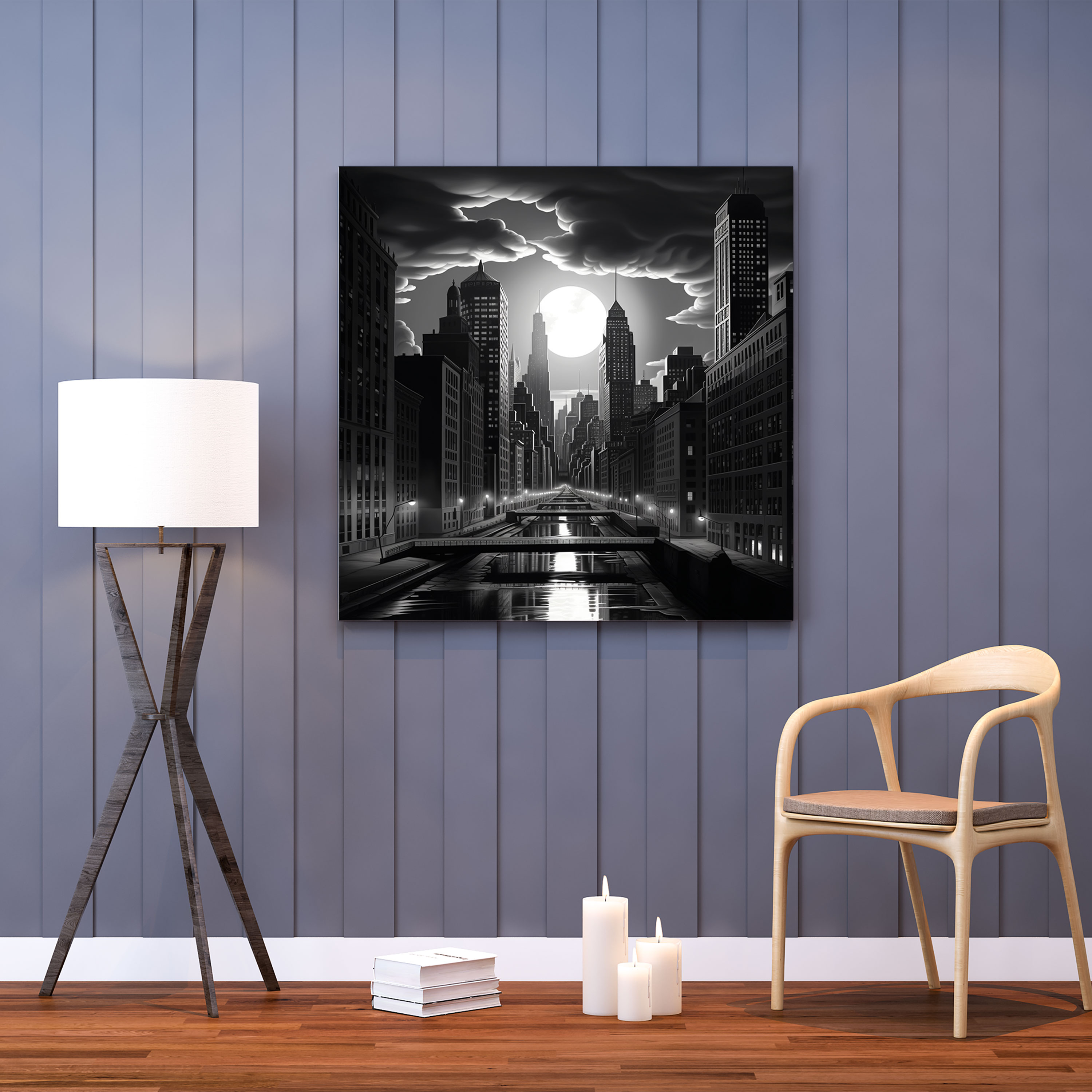 Gray Cityscape Wall Art - Gray, Gray, Wall Art, Dusk