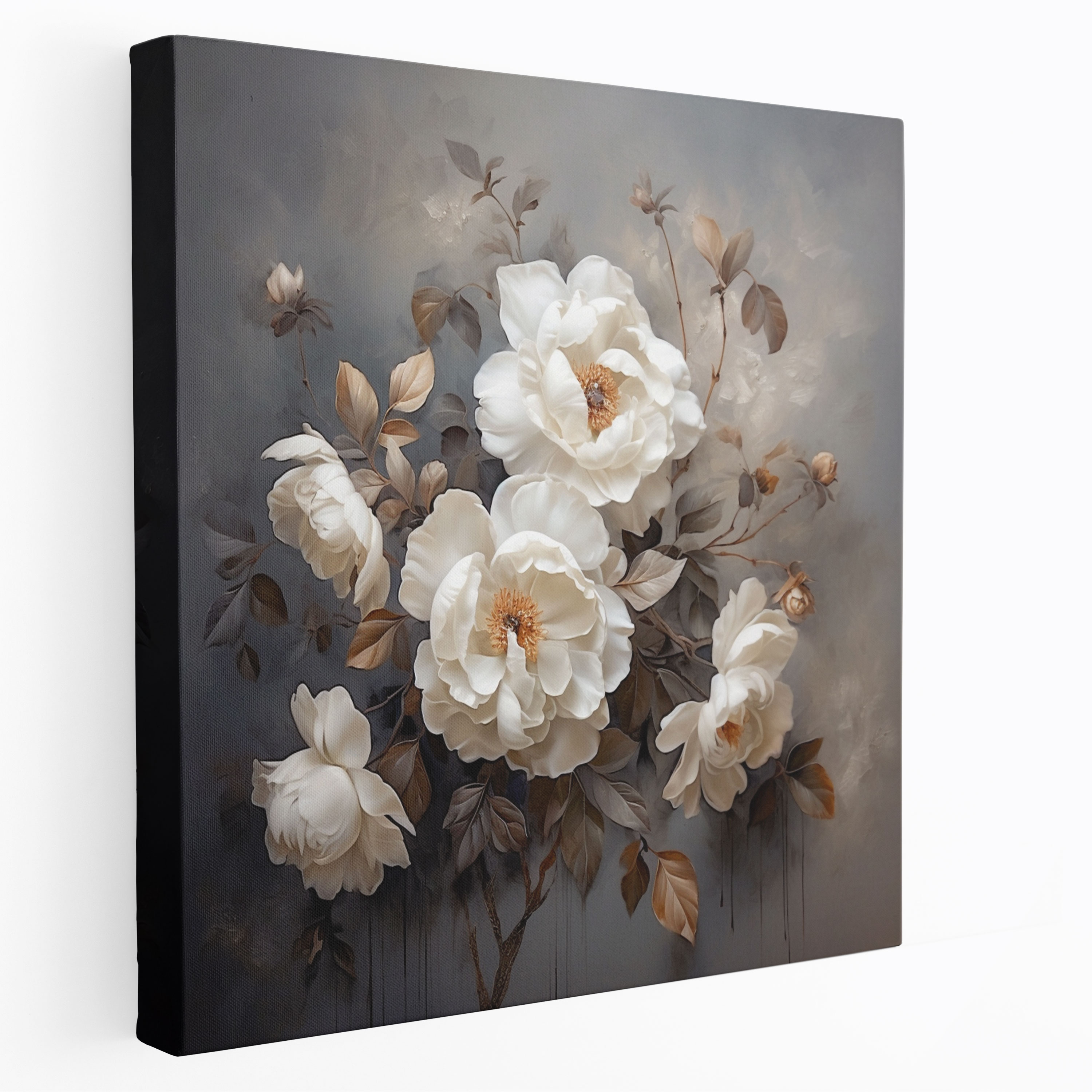 Elegant Gray Floral Canvas Print - Gray, Canvas Print, Serene, Grace