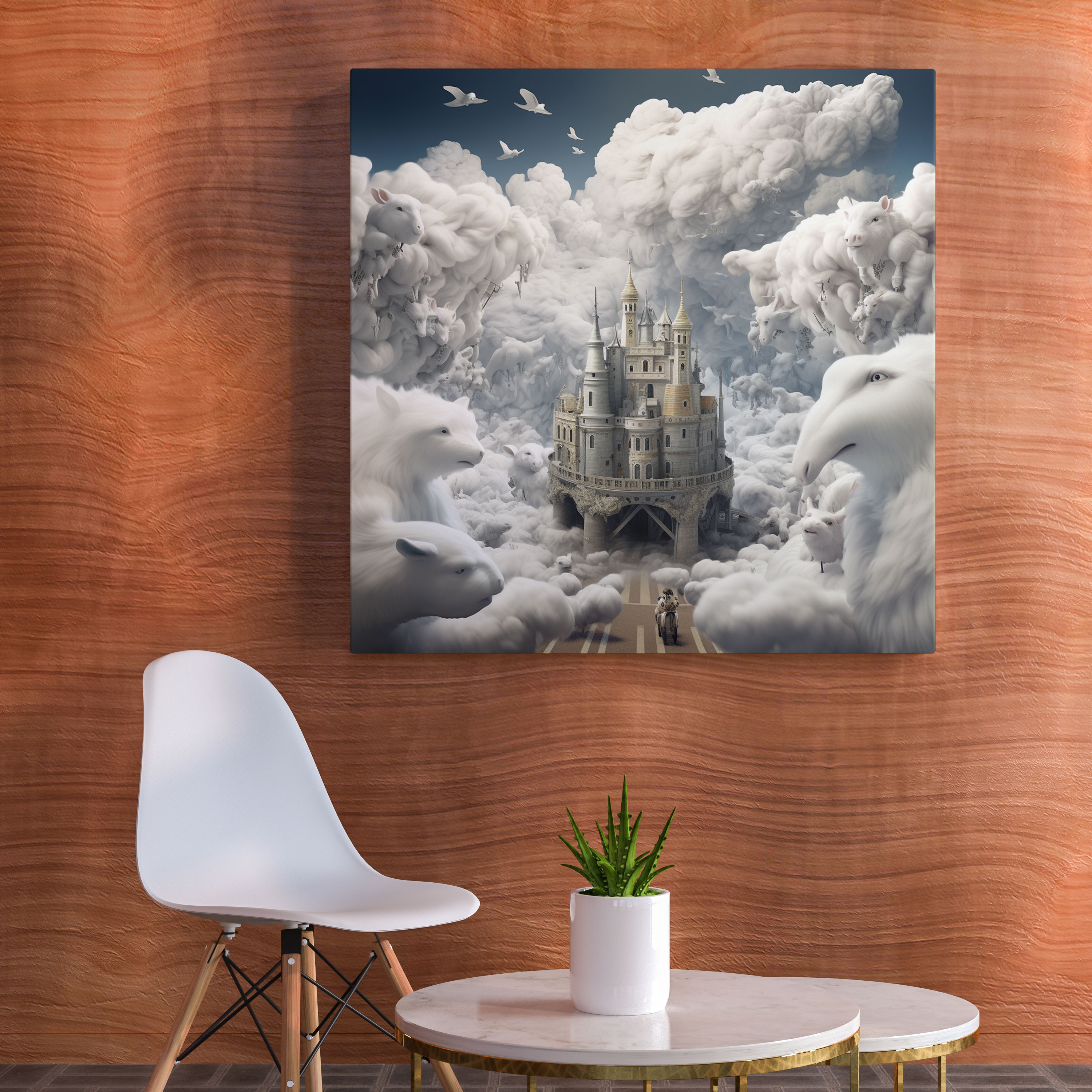 Gray Cloud Animals Canvas Print - Gray, Home Decoration, Canvas Print, Canvas Wall Art