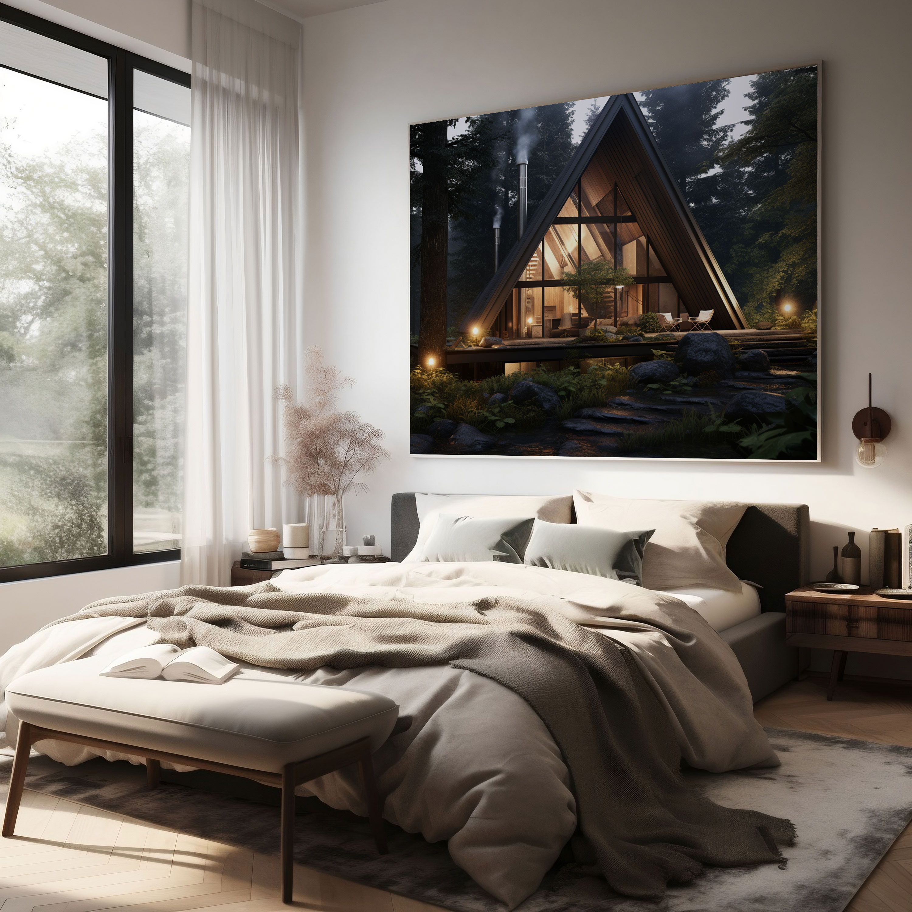 Cozy Gray Cabin Canvas Print - Gray, Wall Art, Canvas, Cozy Gray Cabin