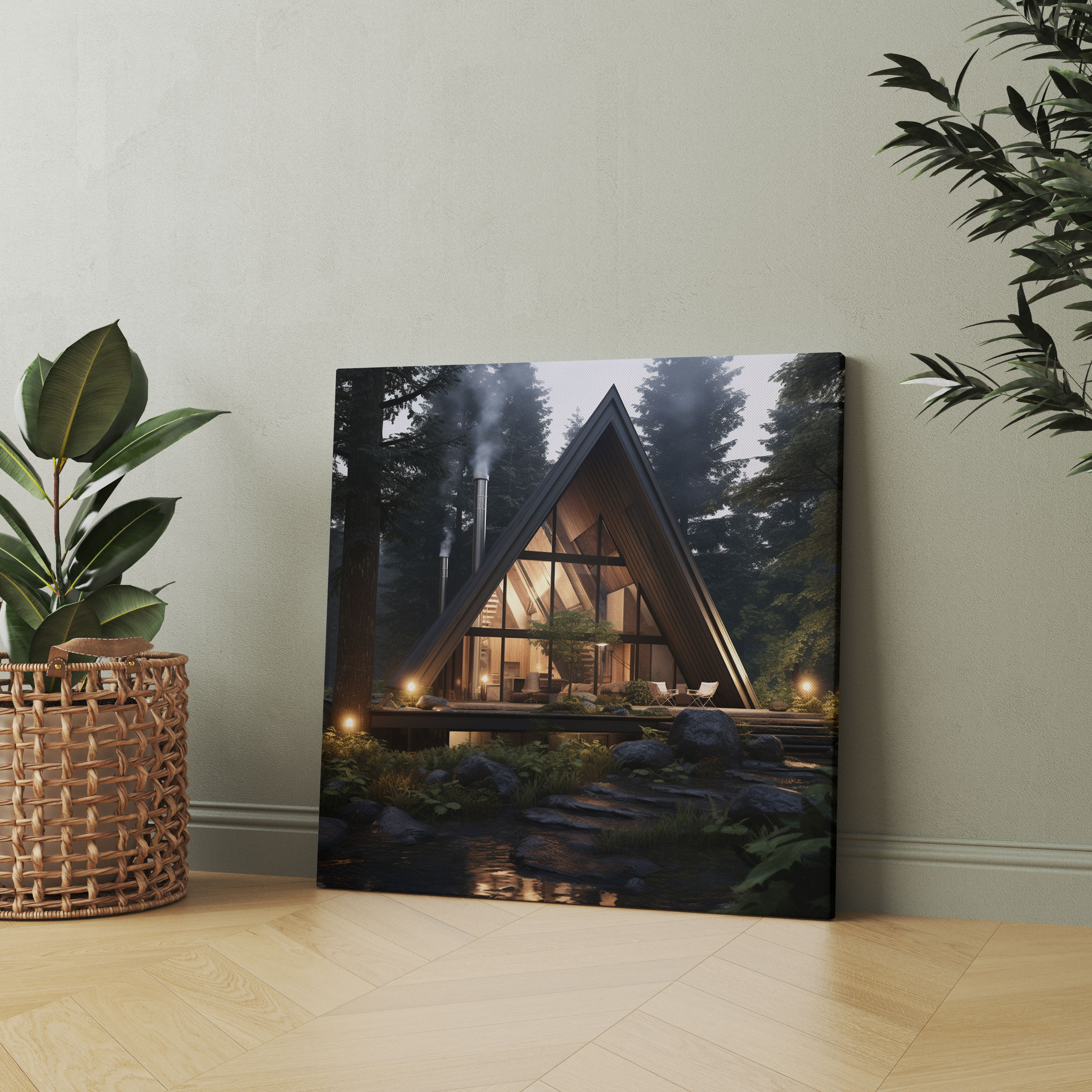 Cozy Gray Cabin Canvas Print - Gray, Wall Art, Canvas, Cozy Gray Cabin