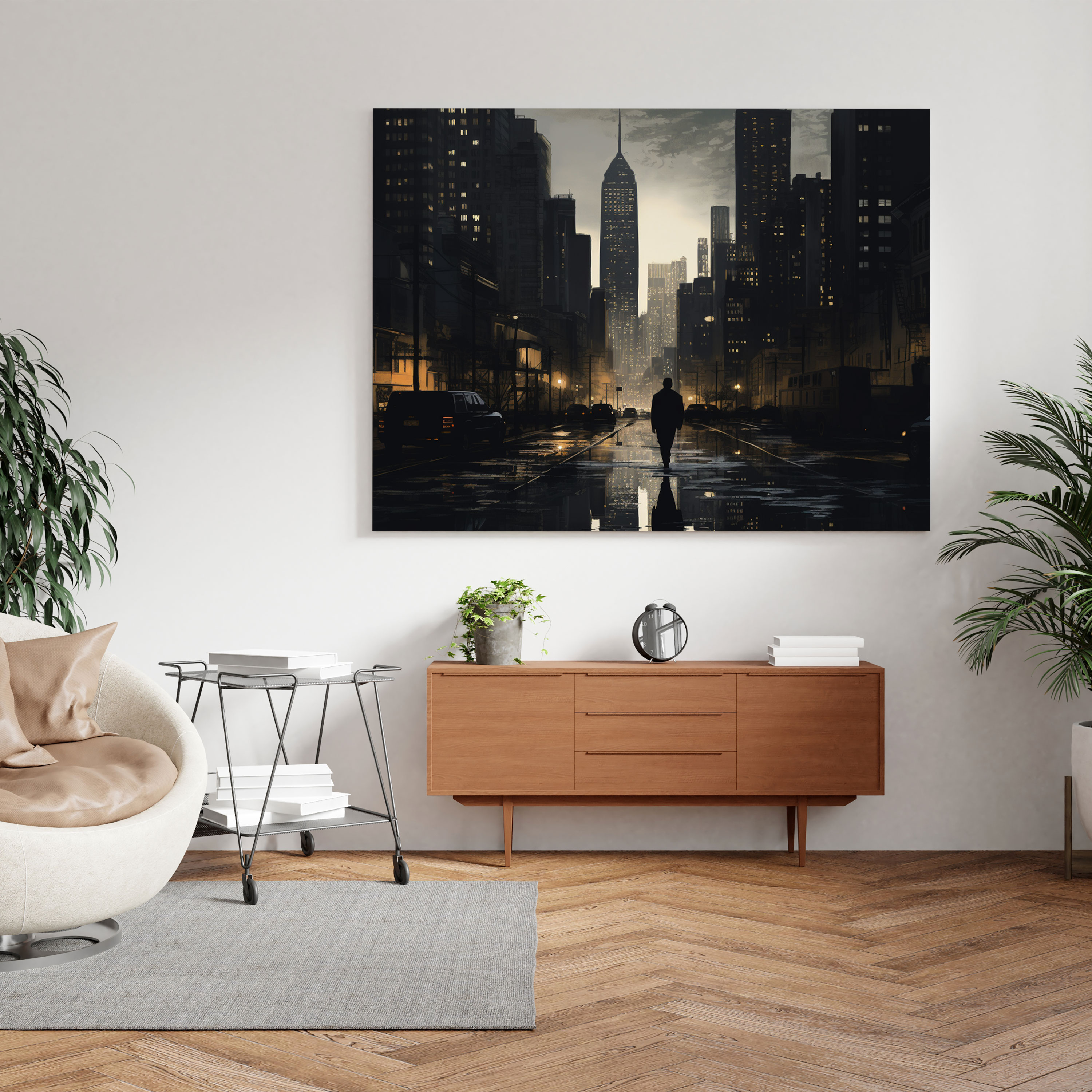 Twilight City Silhouettes Canvas Print - Gray, Twilight, City Lights, Canvas Wall Art