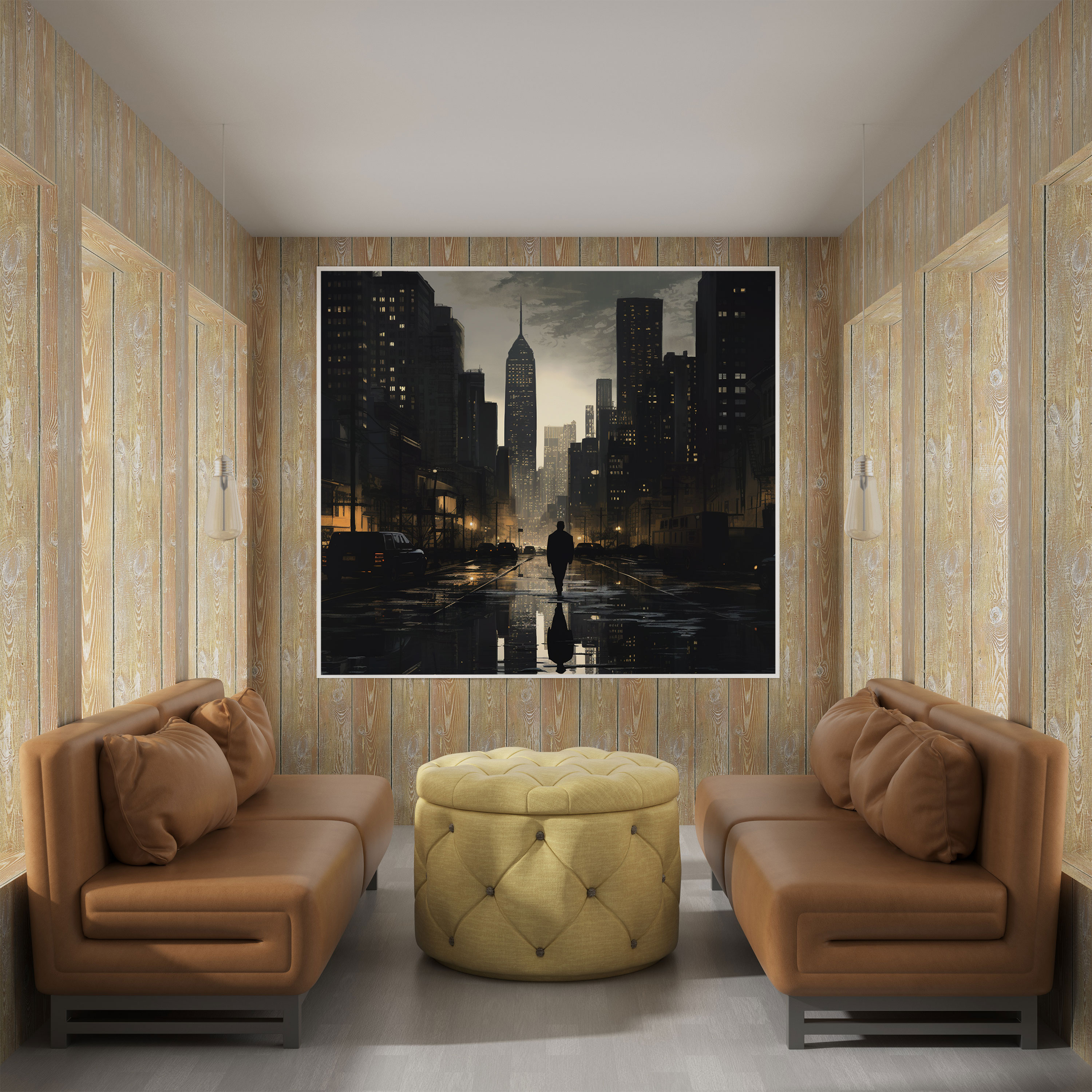 Twilight City Silhouettes Canvas Print - Gray, Twilight, City Lights, Canvas Wall Art