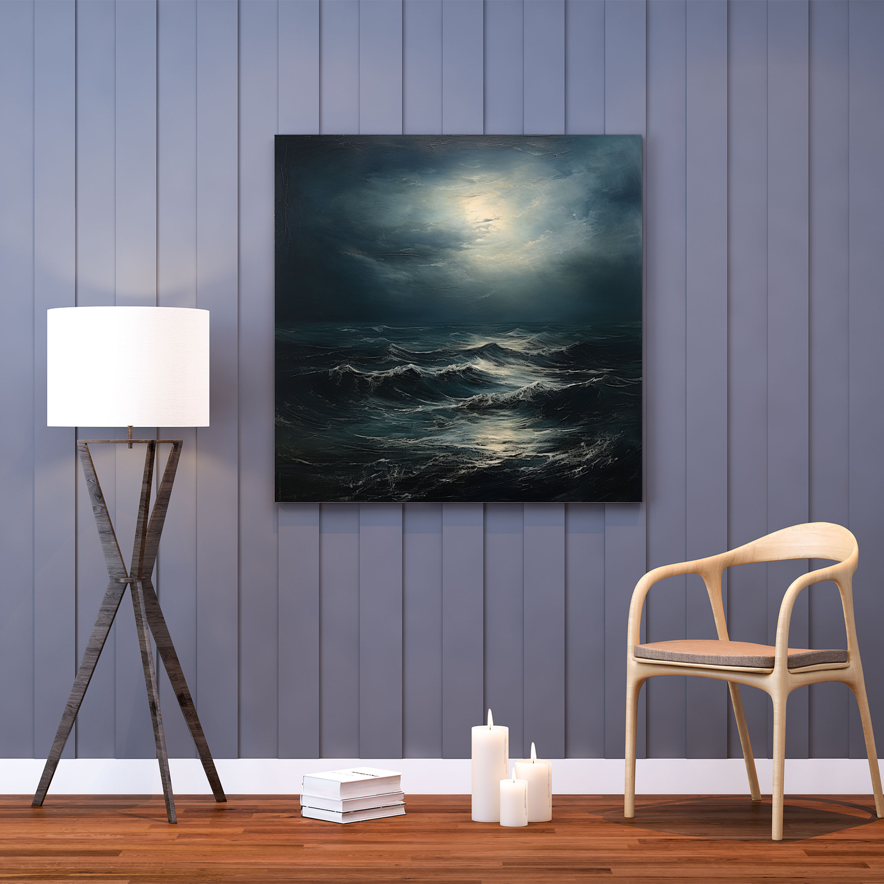 Gray Wall Art - Moody Stormy Seascape Canvas Print - Gray, Stormy Seascape, Canvas Print, Dusk