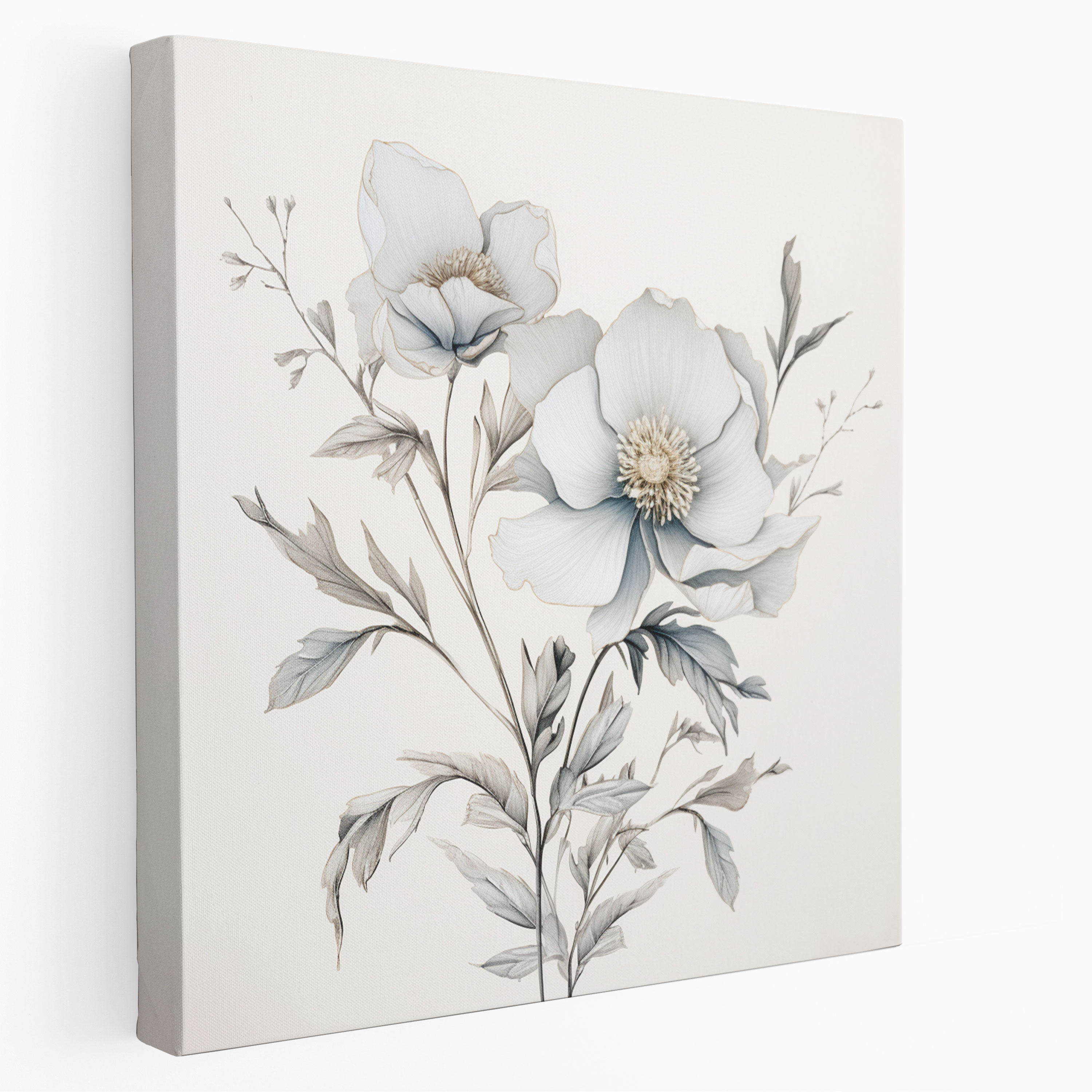Gray Wall Decoration - Elegant Botanical Canvas Print - Gray, Gray Wall Decoration, Wall Art, Home Decoration