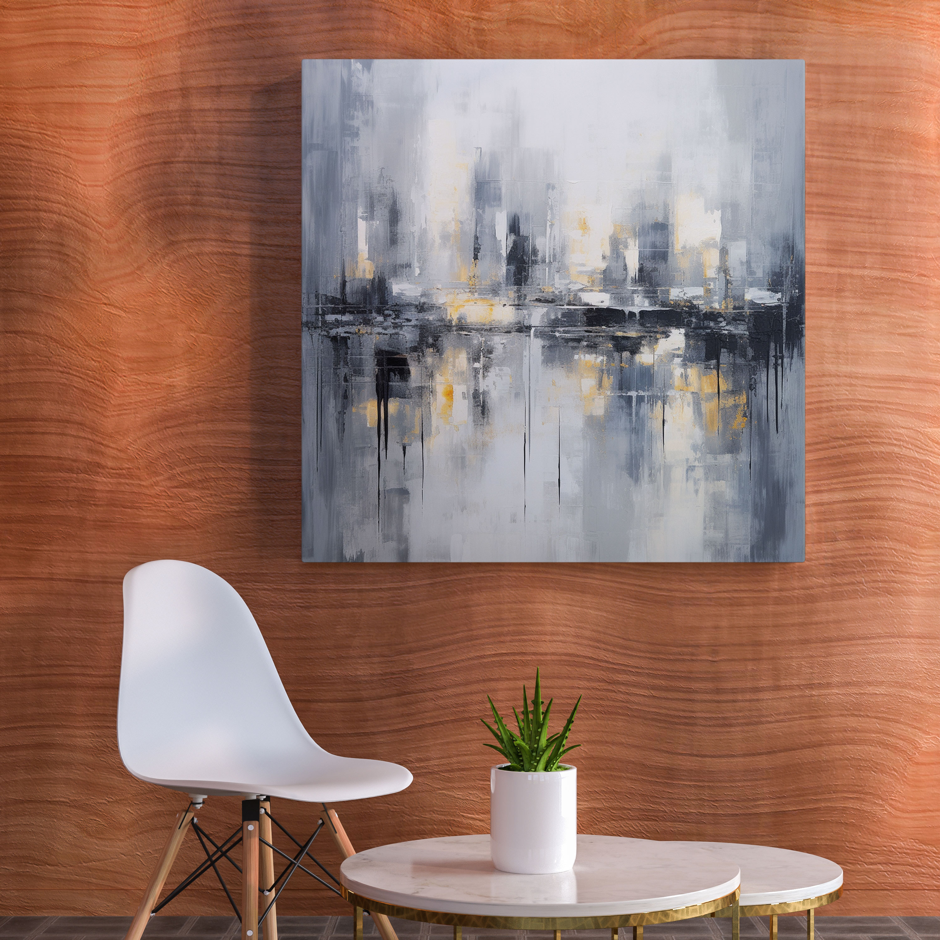 Gray Canvas Print - Contemporary Abstract City Skyline Wall Art - Gray, Canvas, Canvas Wall Art, Gray Art