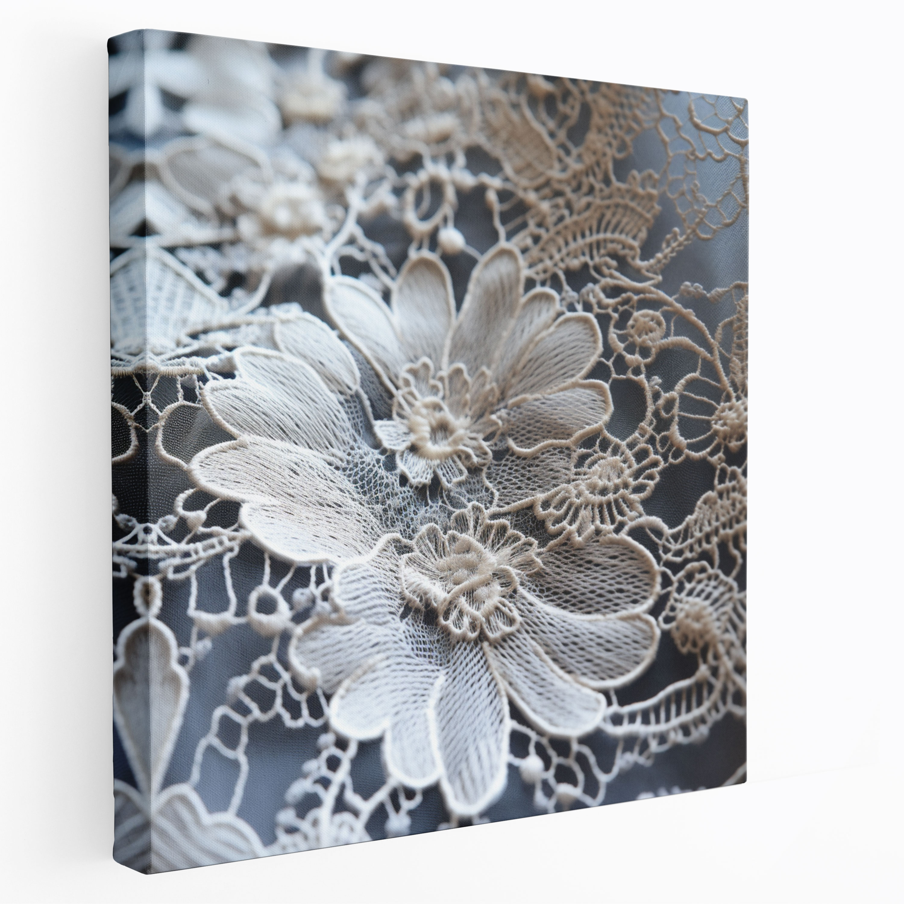 Gray Canvas Print - Chic Delicate Lace Wall Art - Gray, Wall Decoration, Gray Canvas Print, Chic Decor