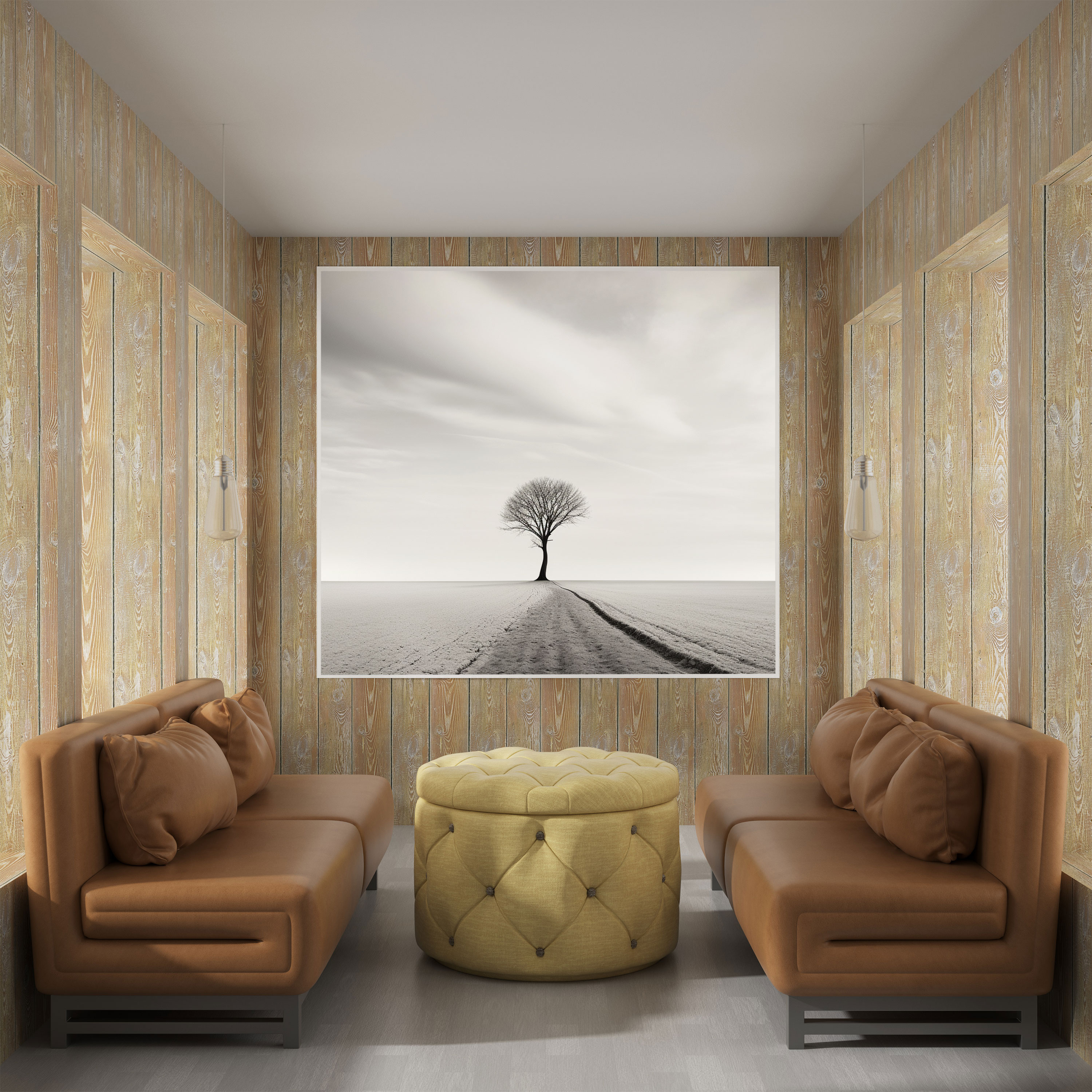 Gray Solitude Wall Art - Gray, Solitary Tree, Wall Decoration, Landscape