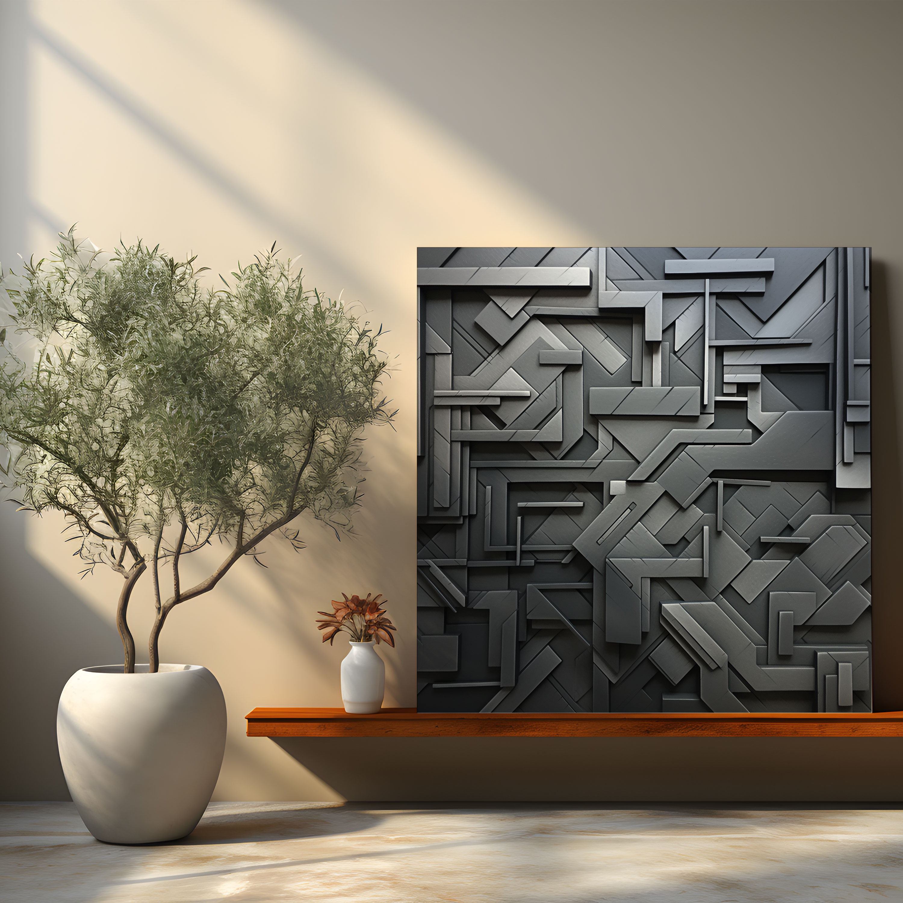 Gray Geometric Canvas Print - Gray, Gray And Silver, Masterpiece, Canvas Wall Art
