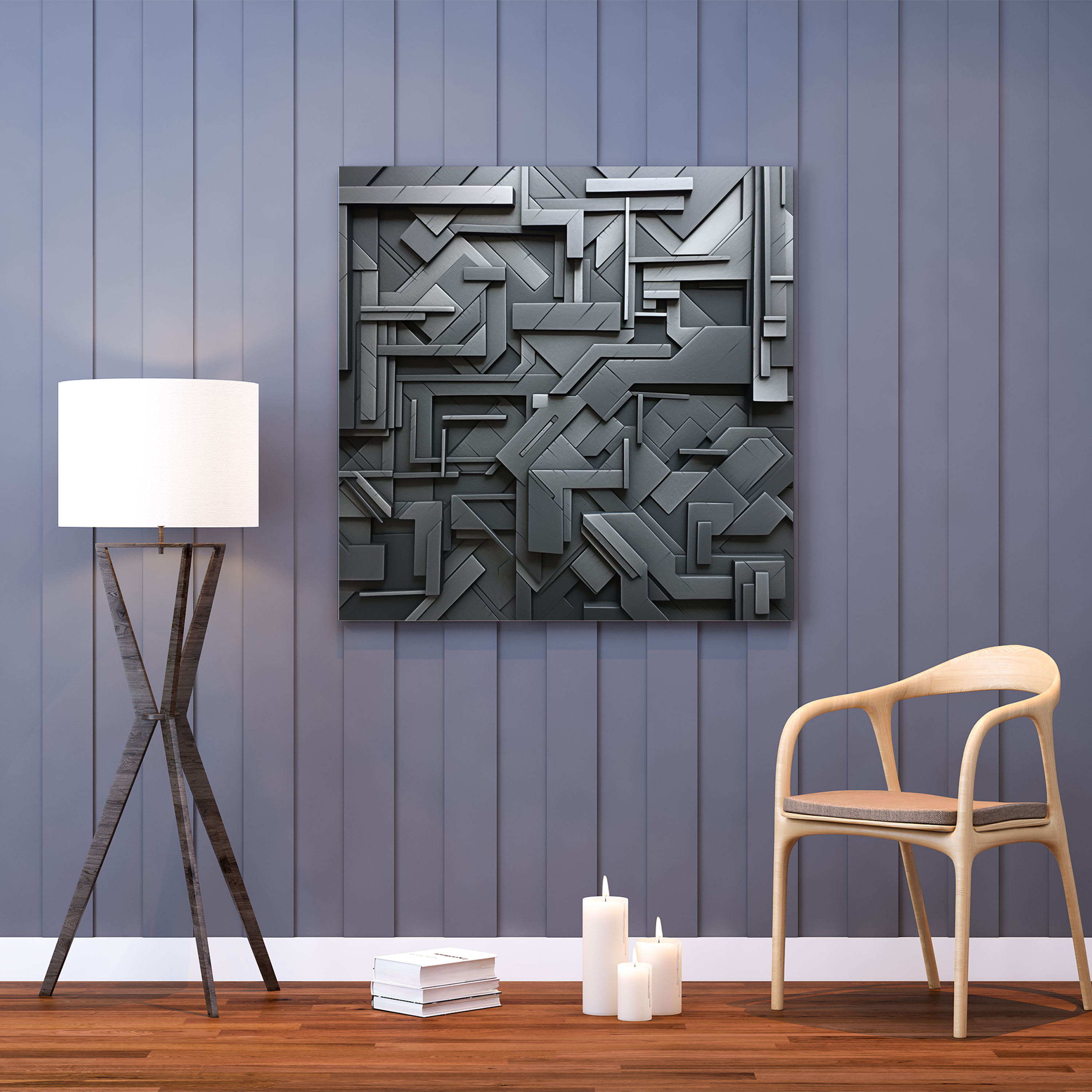 Gray Geometric Canvas Print - Gray, Gray And Silver, Masterpiece, Canvas Wall Art