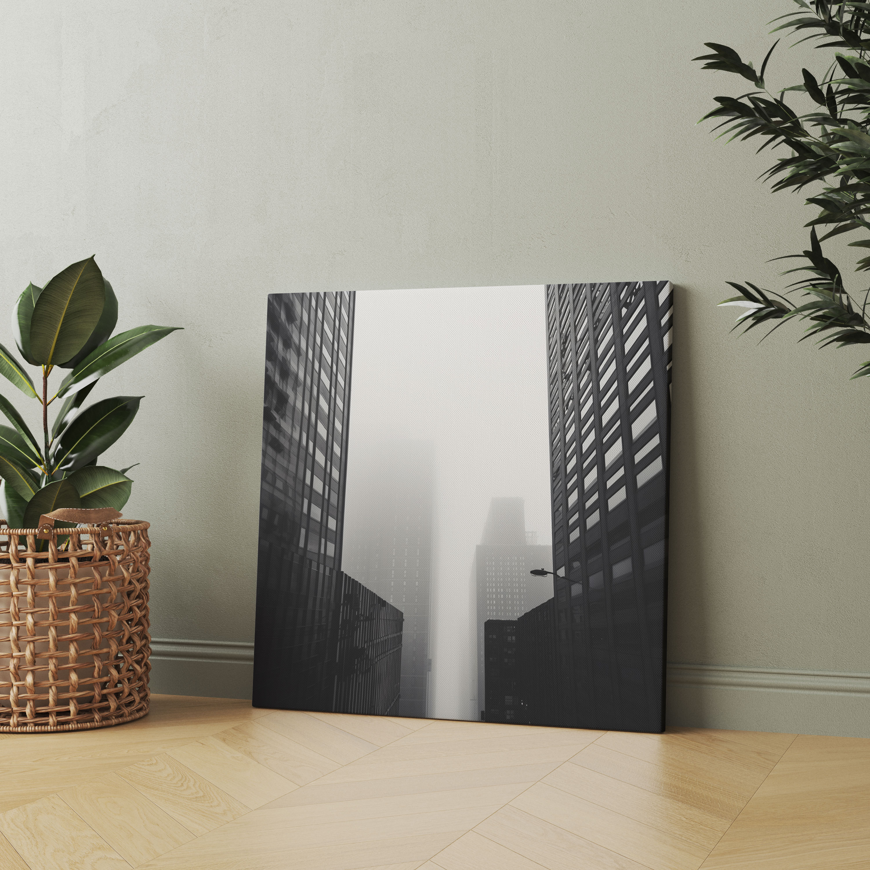 Gray Cityscape Canvas Print - Gray, Wall Decoration, Wall Art, Urban Living