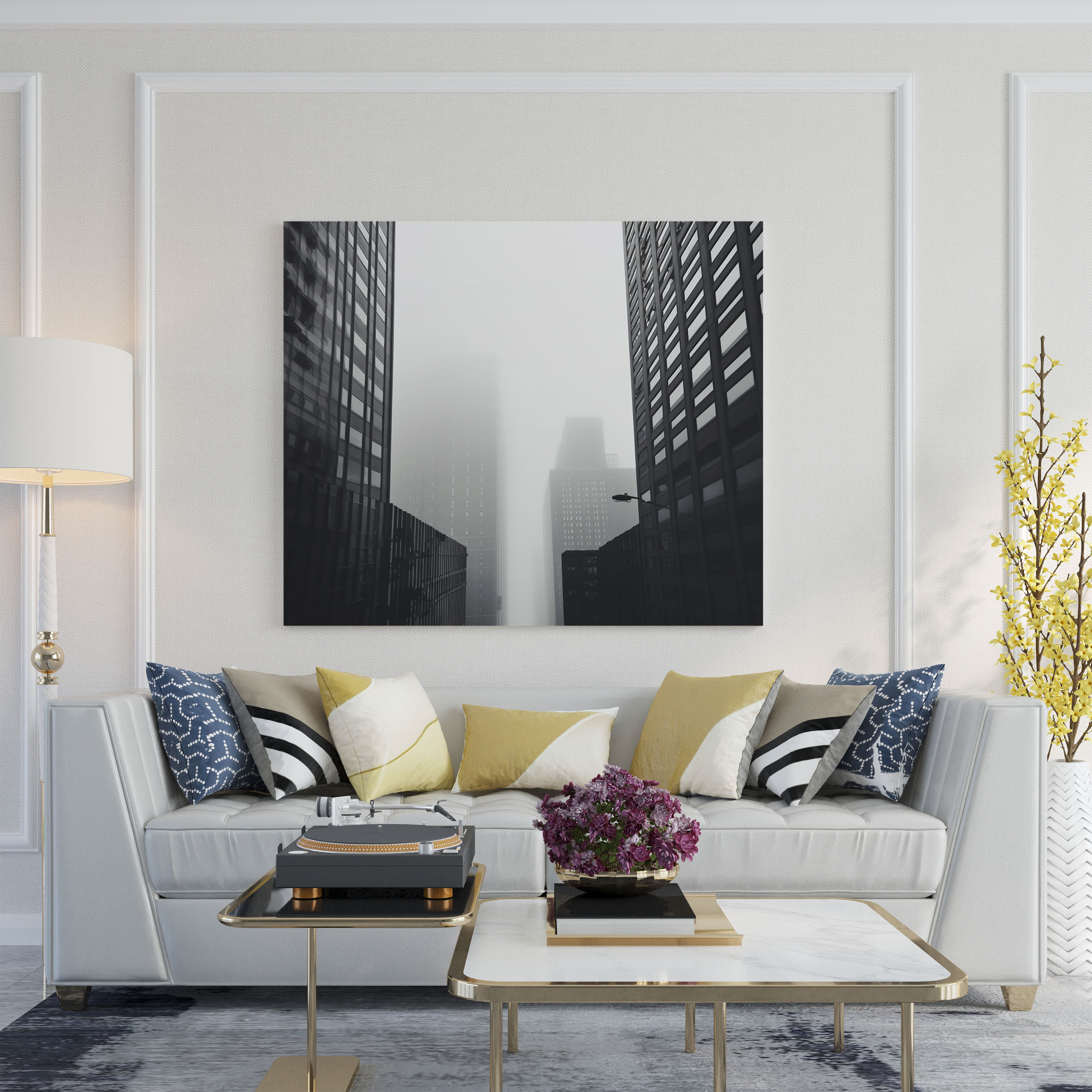 Gray Cityscape Canvas Print - Gray, Wall Decoration, Wall Art, Urban Living