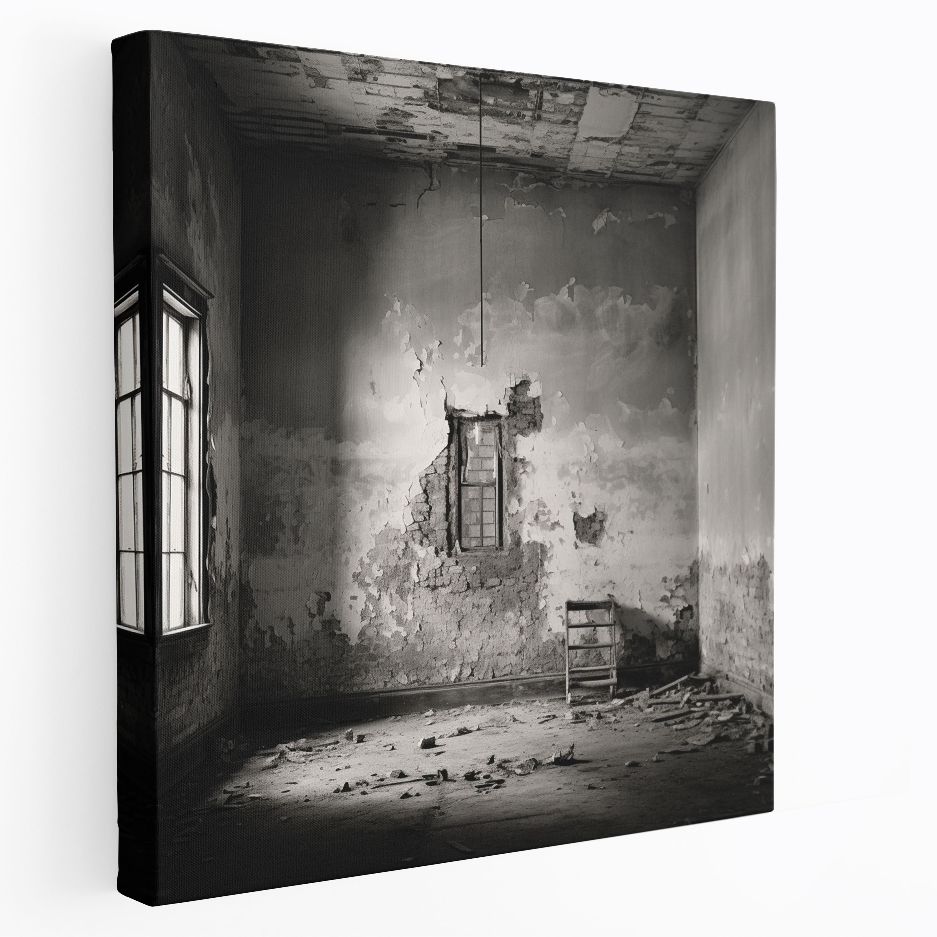 Gray Ruins Canvas Print - Gray, Abandoned Building, Home Decoration, Crumbling Gray Walls