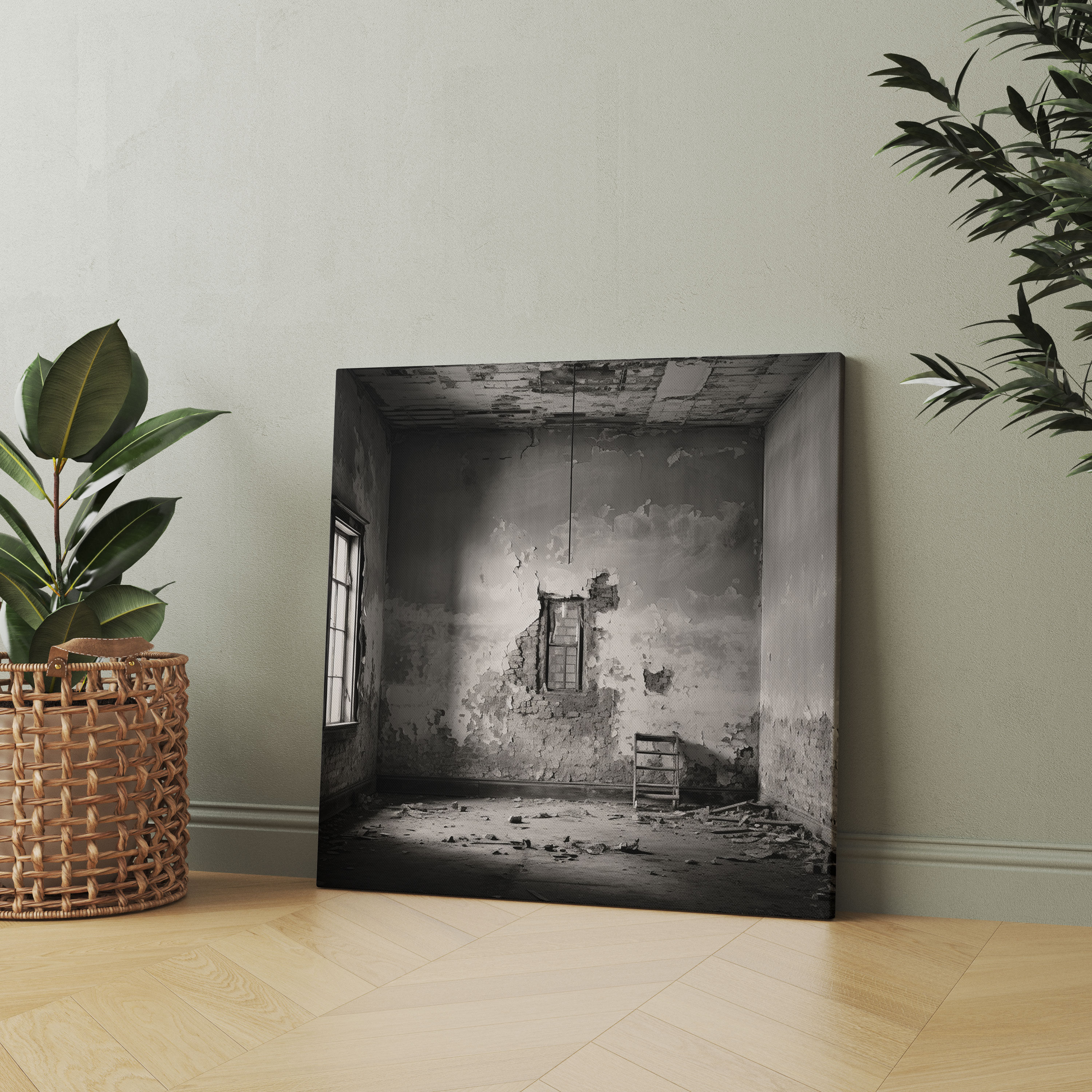 Gray Ruins Canvas Print - Gray, Abandoned Building, Home Decoration, Crumbling Gray Walls