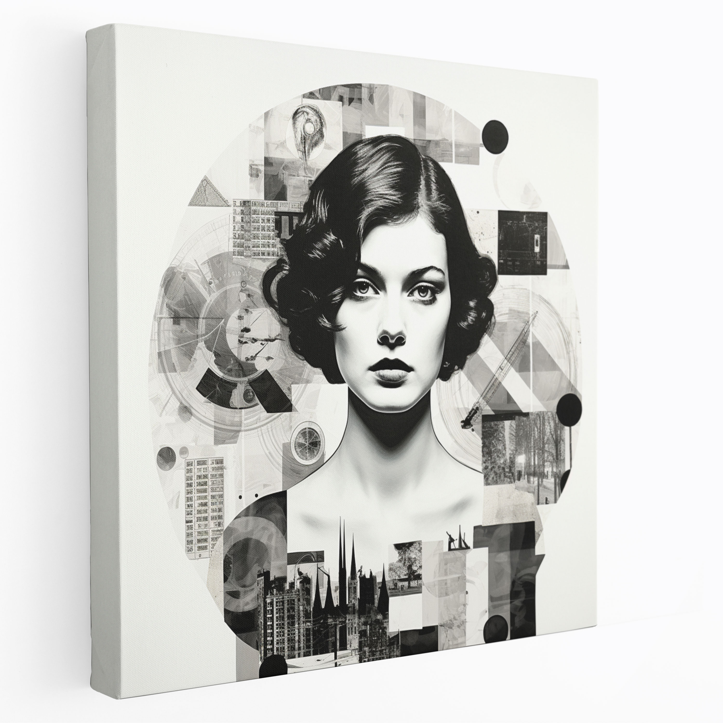 Gray Collage Canvas Print - Gray, Aesthetic Appeal, Visual Interest, Wall Decoration
