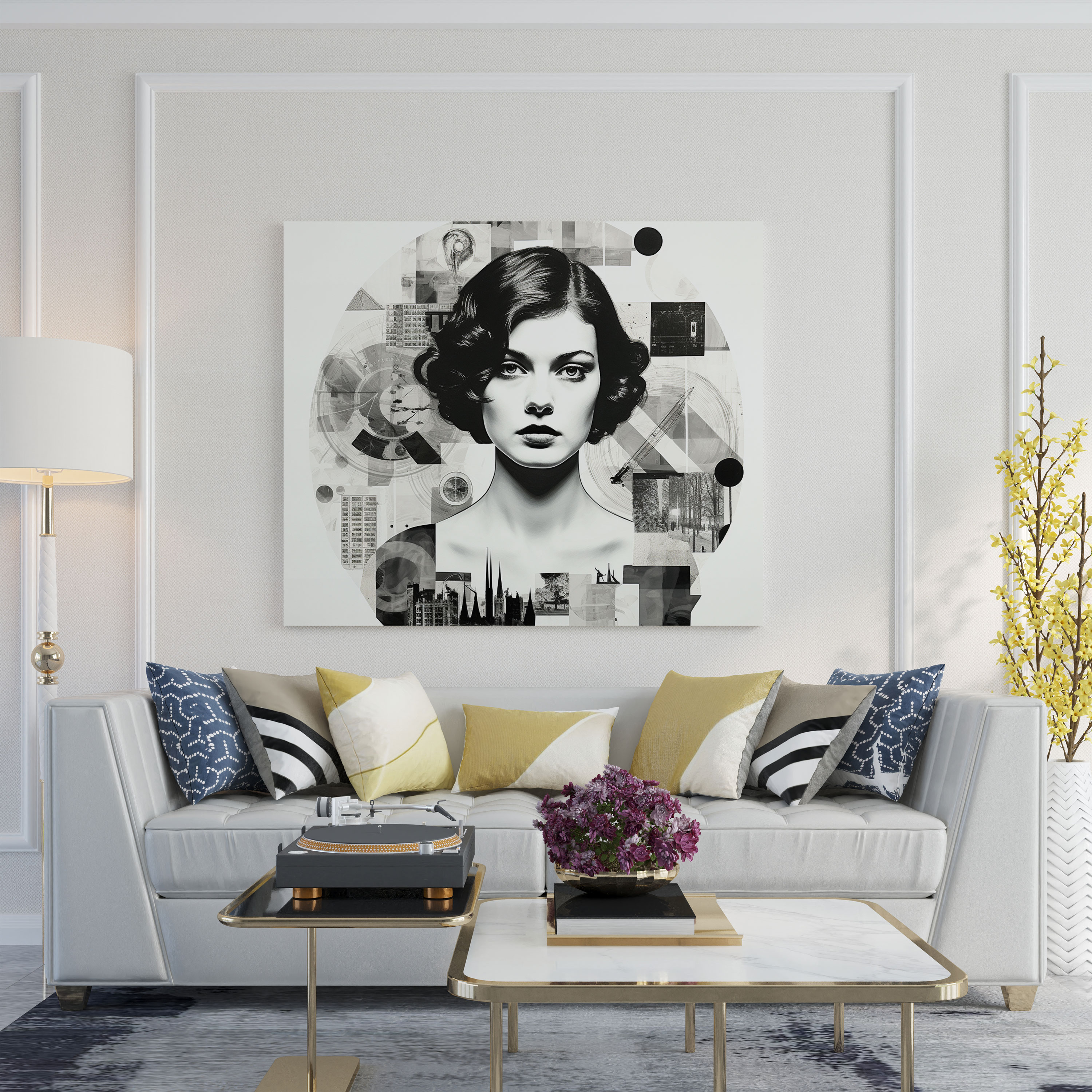 Gray Collage Canvas Print - Gray, Aesthetic Appeal, Visual Interest, Wall Decoration