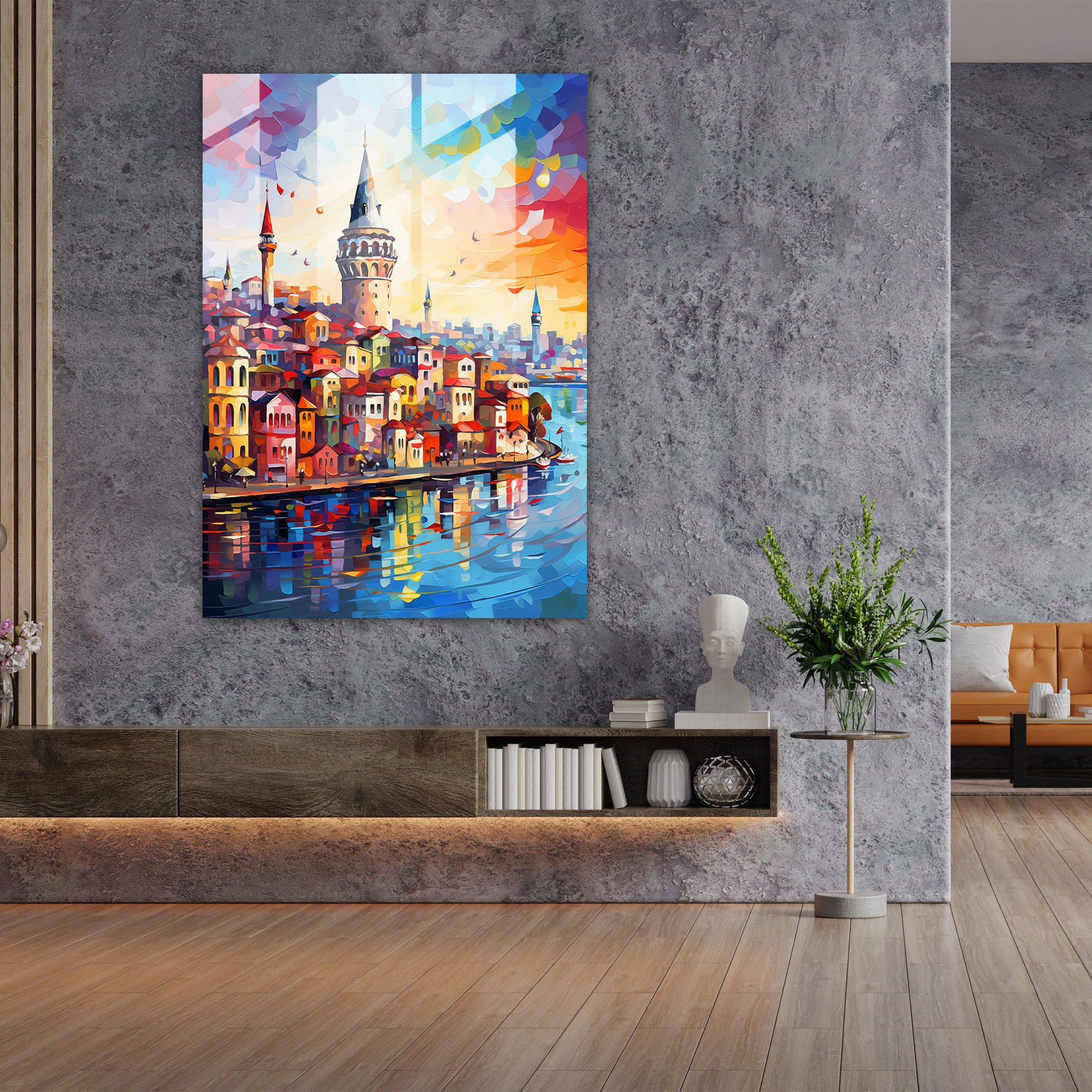 Galata Kulesi Cam Tablo - Galata Kulesi Cam Sanatı Duvar Dekorasyonu