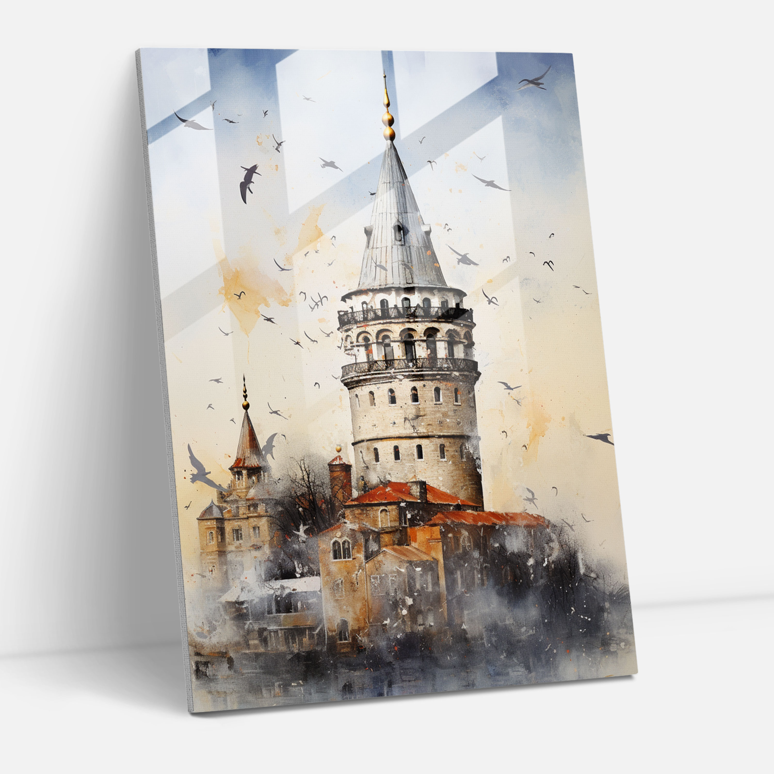 Galata Kulesi Cam Tablo Sanatı - Ev Dekorasyonu Modern Galata Kulesi