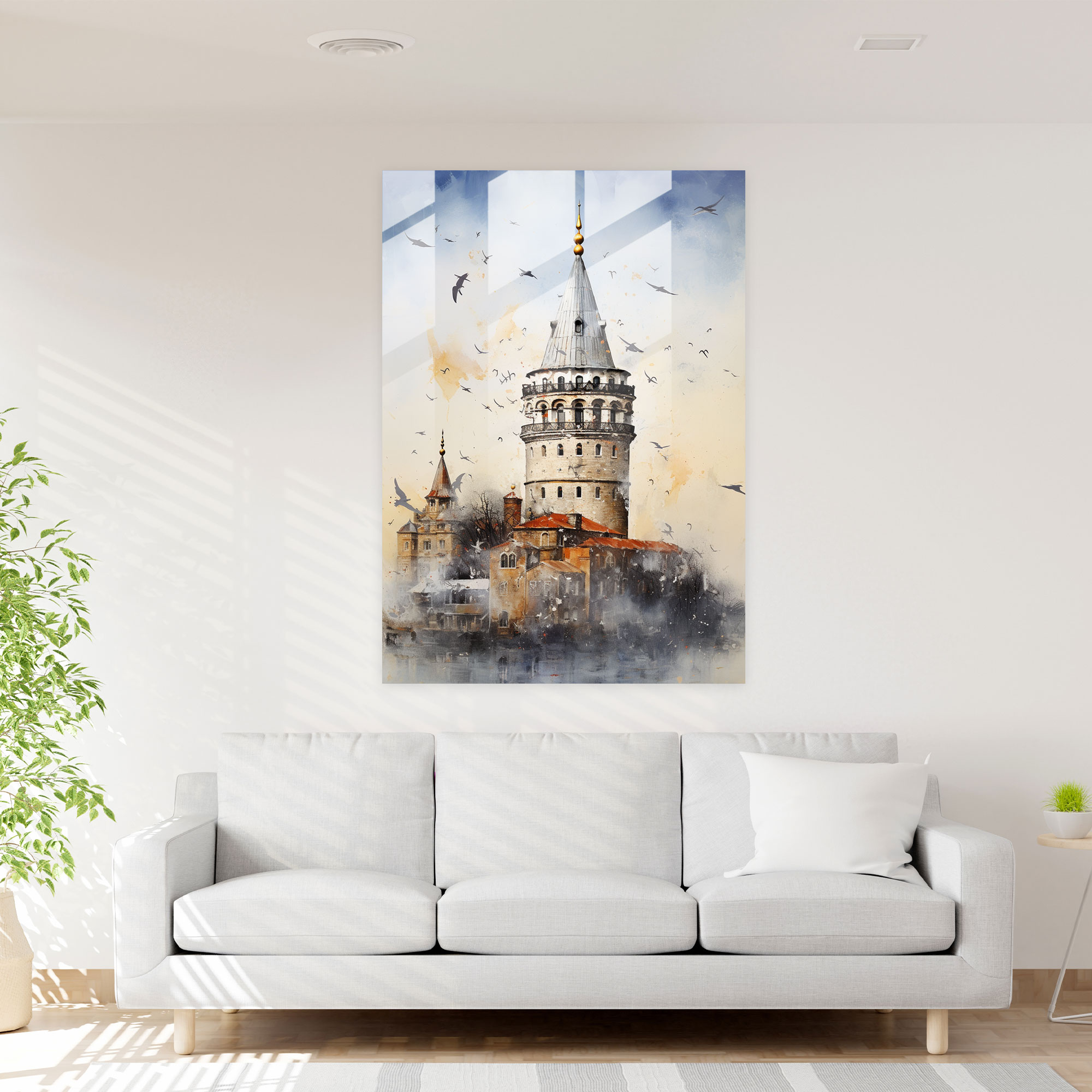 Galata Kulesi Cam Tablo Sanatı - Ev Dekorasyonu Modern Galata Kulesi