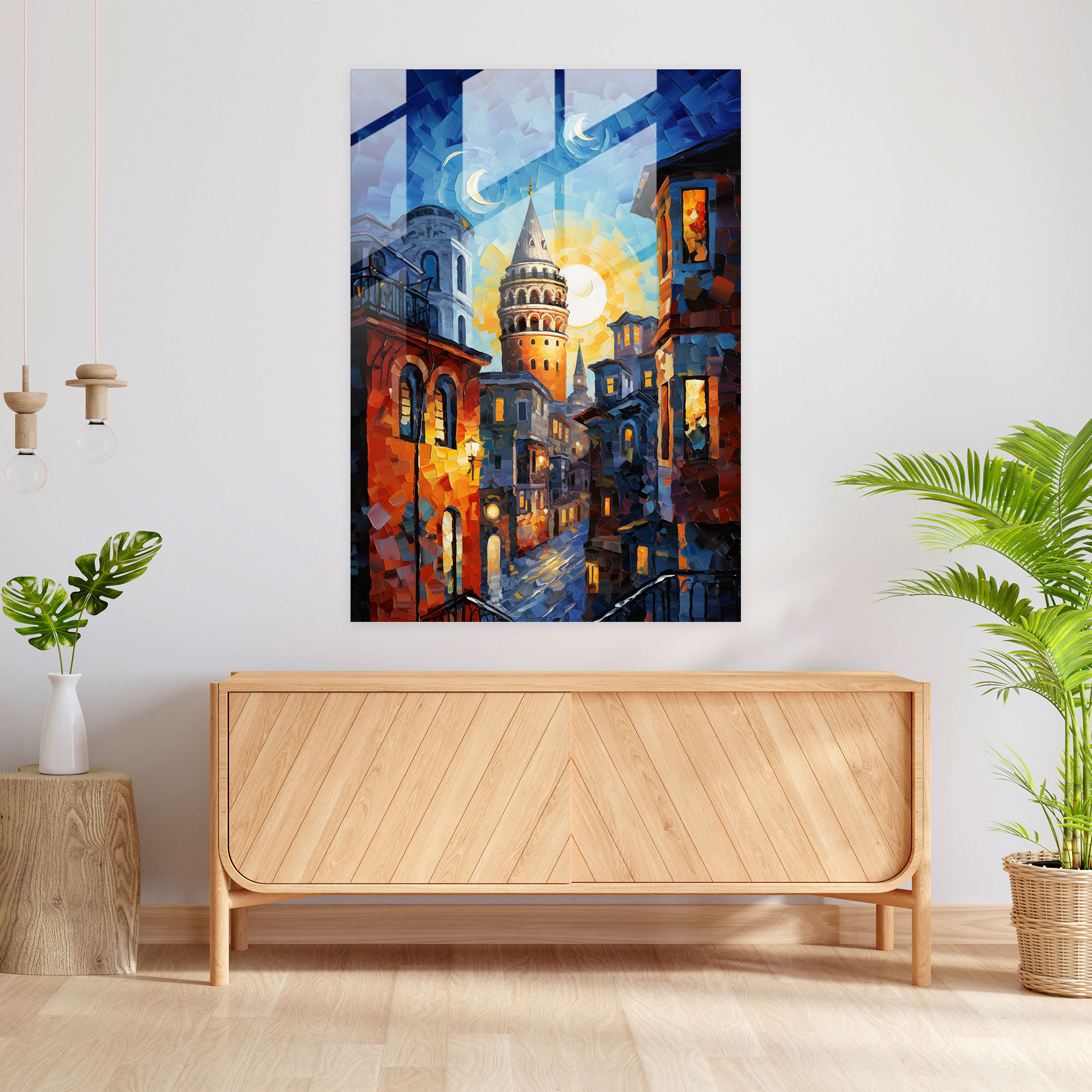 Galata Kulesi Cam Tablo - İstanbul Galata Kulesi Cam Sanatı Modern Sanat