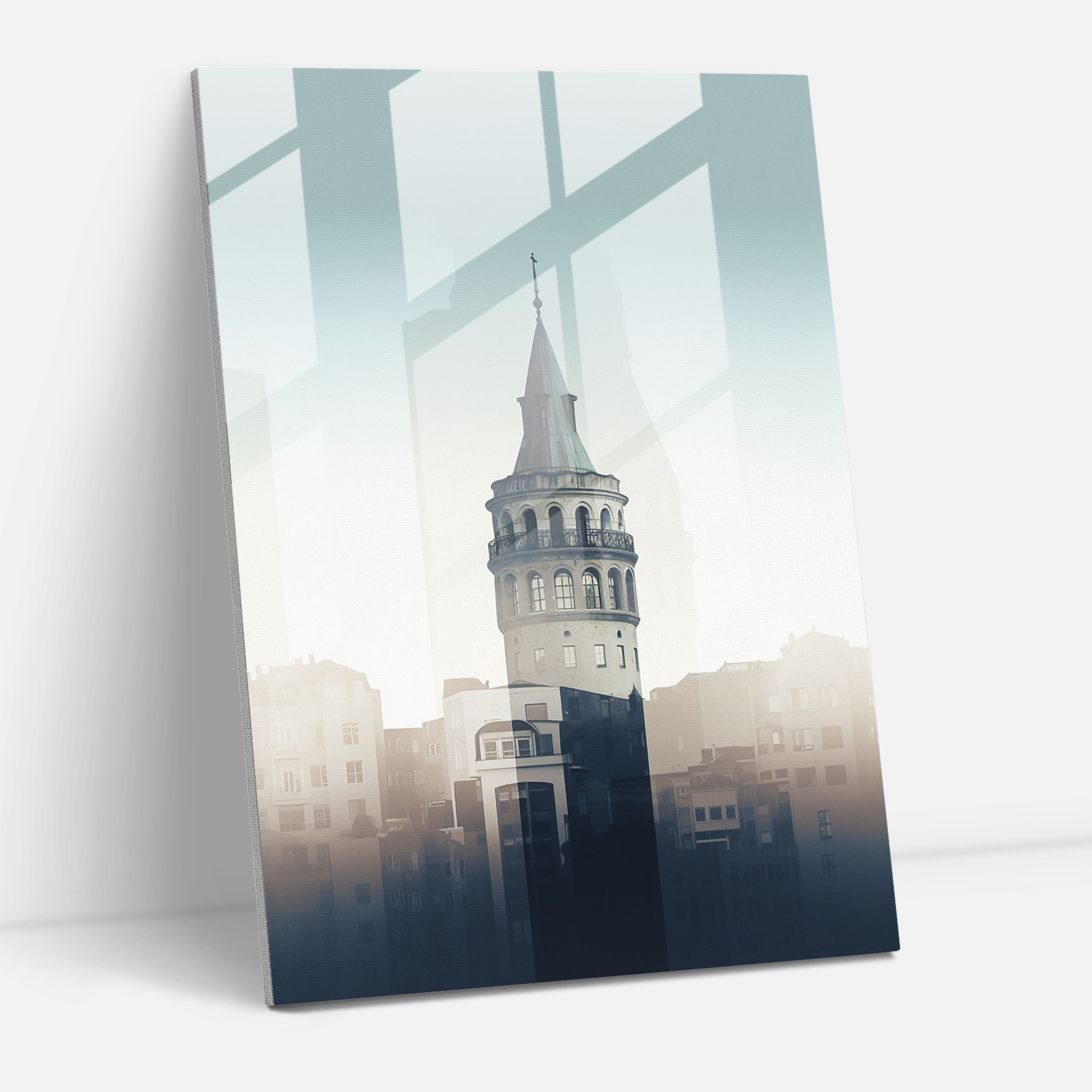Galata Kulesi Minimalist Cam Tablo - Galata Kulesi Duvar Dekorasyonu Zarafet Cam Sanatı