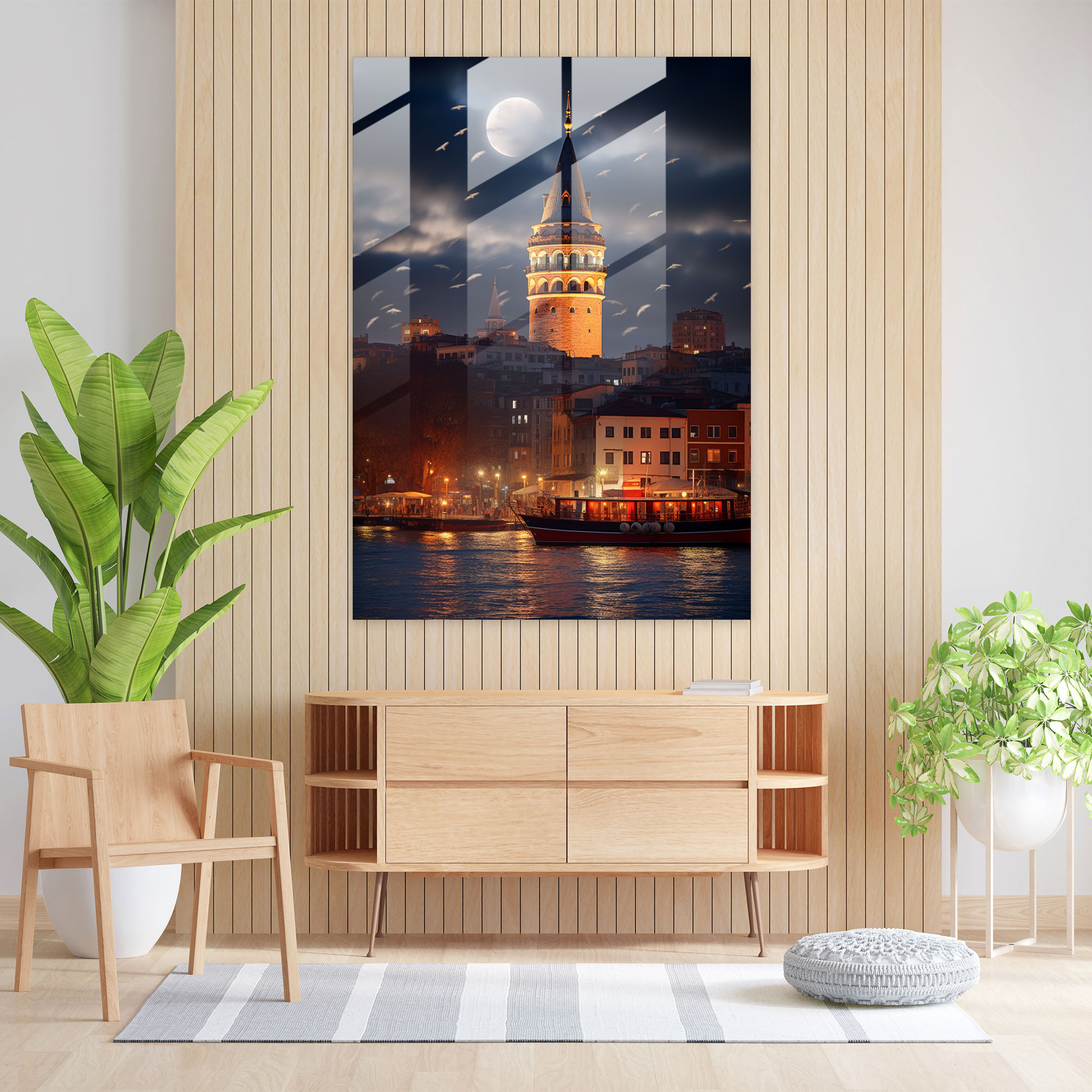 Gizemli Galata Kulesi Cam Tablo - Cam Tablo Ev Dekorasyonu için Sanat