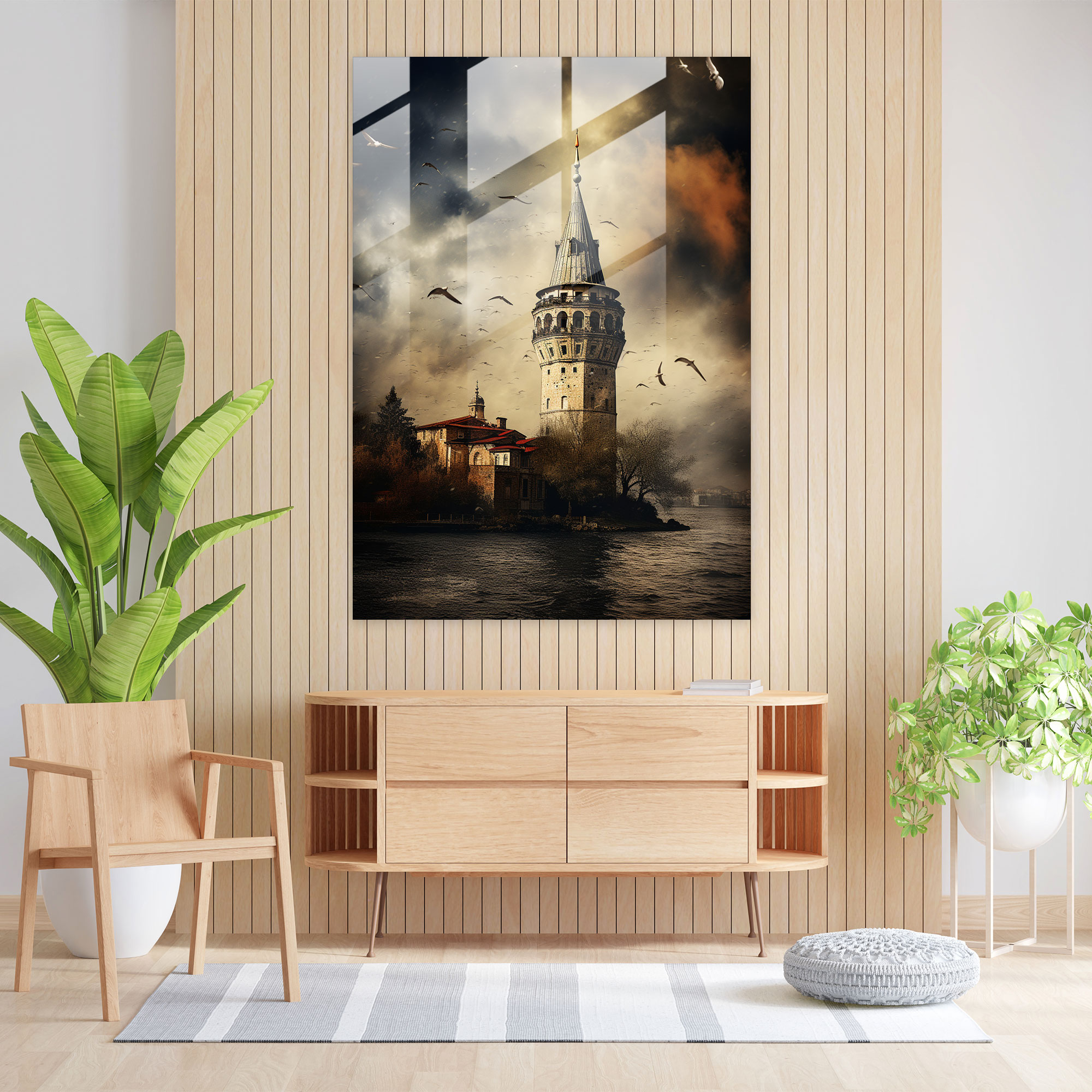 Majestic Galata Kulesi Cam Tablo Sanatı - Galata Kulesi Cam Tablo Cam Sanatı Modern Sanat
