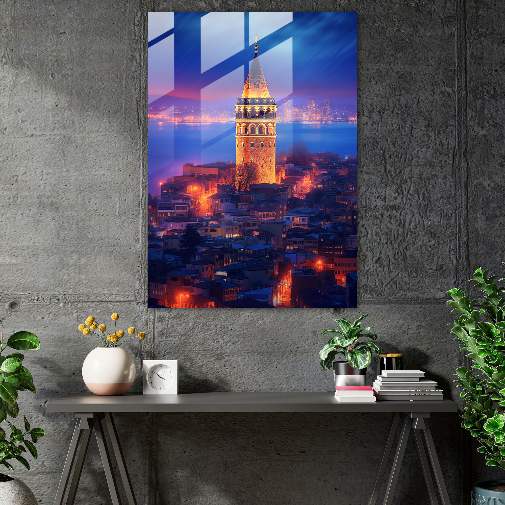 Galata Kulesi Cam Tablo Sanatı - Modern Sanat Galata Kulesi Resmi