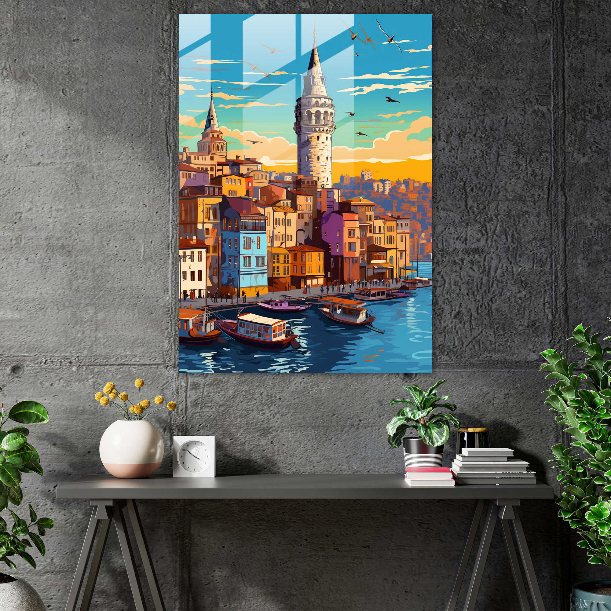 Galata Kulesi Cam Tablo Duvar Dekorasyonu - Ev Dekorasyonu Modern Sanat
