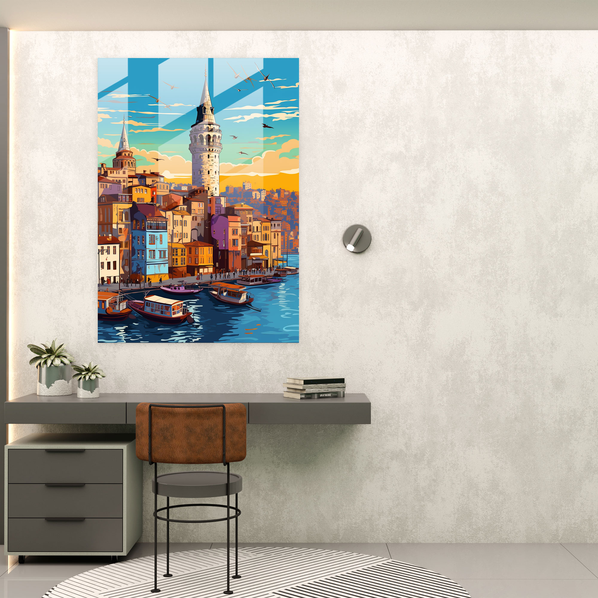 Galata Kulesi Cam Tablo Duvar Dekorasyonu - Ev Dekorasyonu Modern Sanat