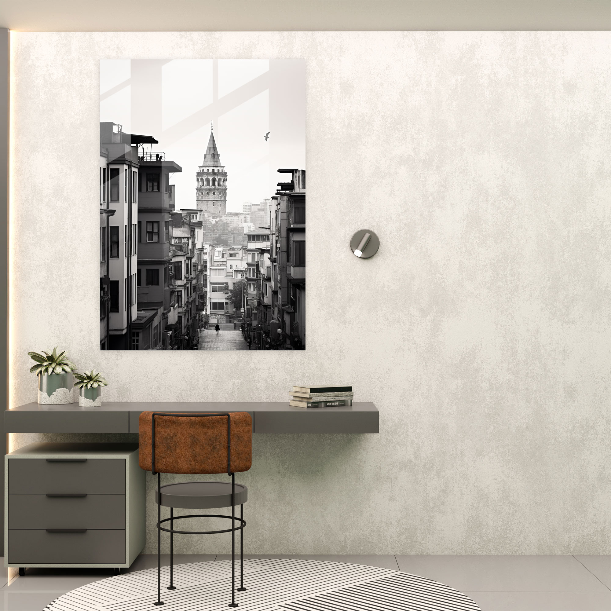 Galata Kulesi Cam Tablo Sanatı - Galata Kulesi Büyüklük Modern Sanat Ev Dekorasyonu
