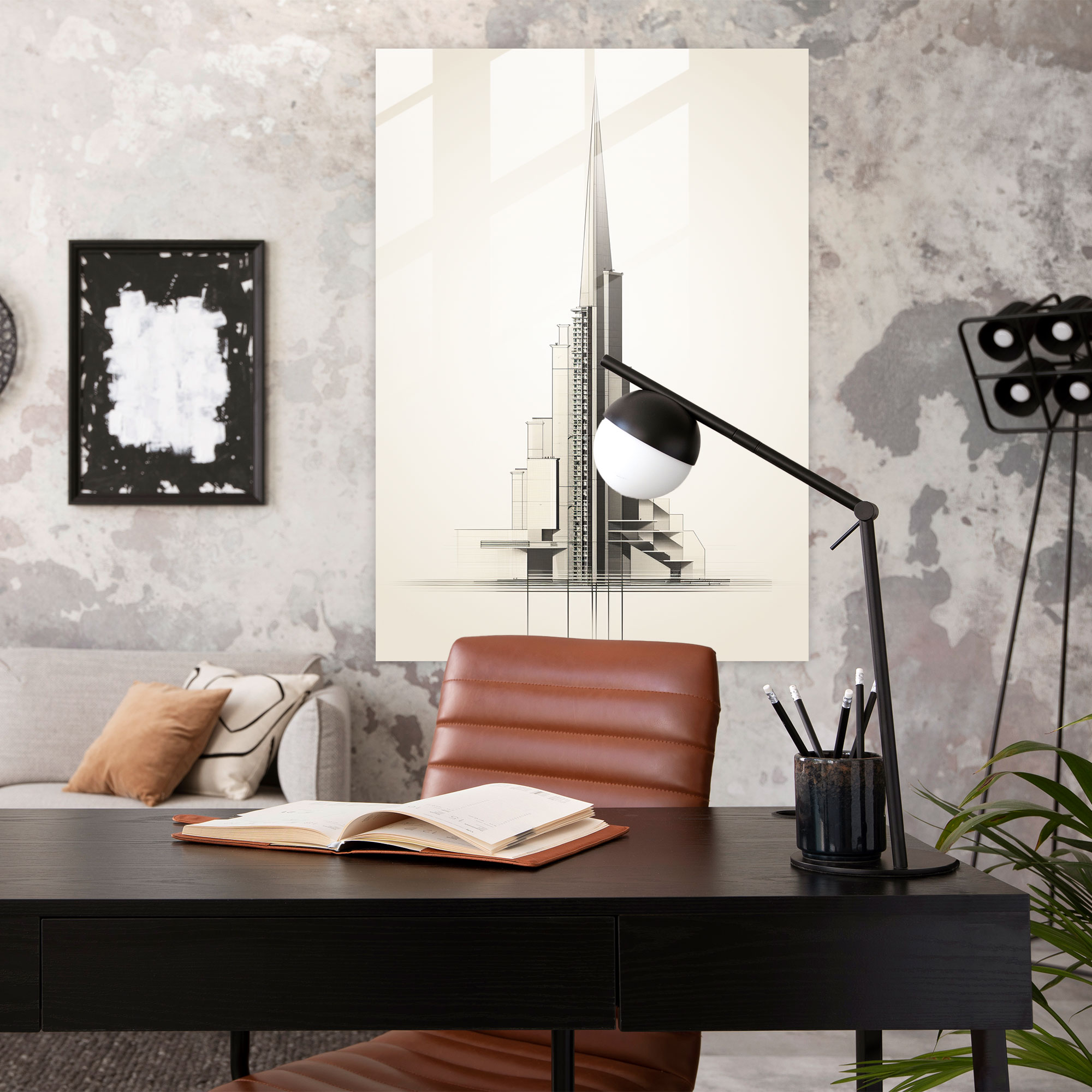 Galata Kulesi Cam Duvar Sanatı - Galata Kulesi Geometrik Desen Minimalist Tasarım Cam Duvar Sanatı