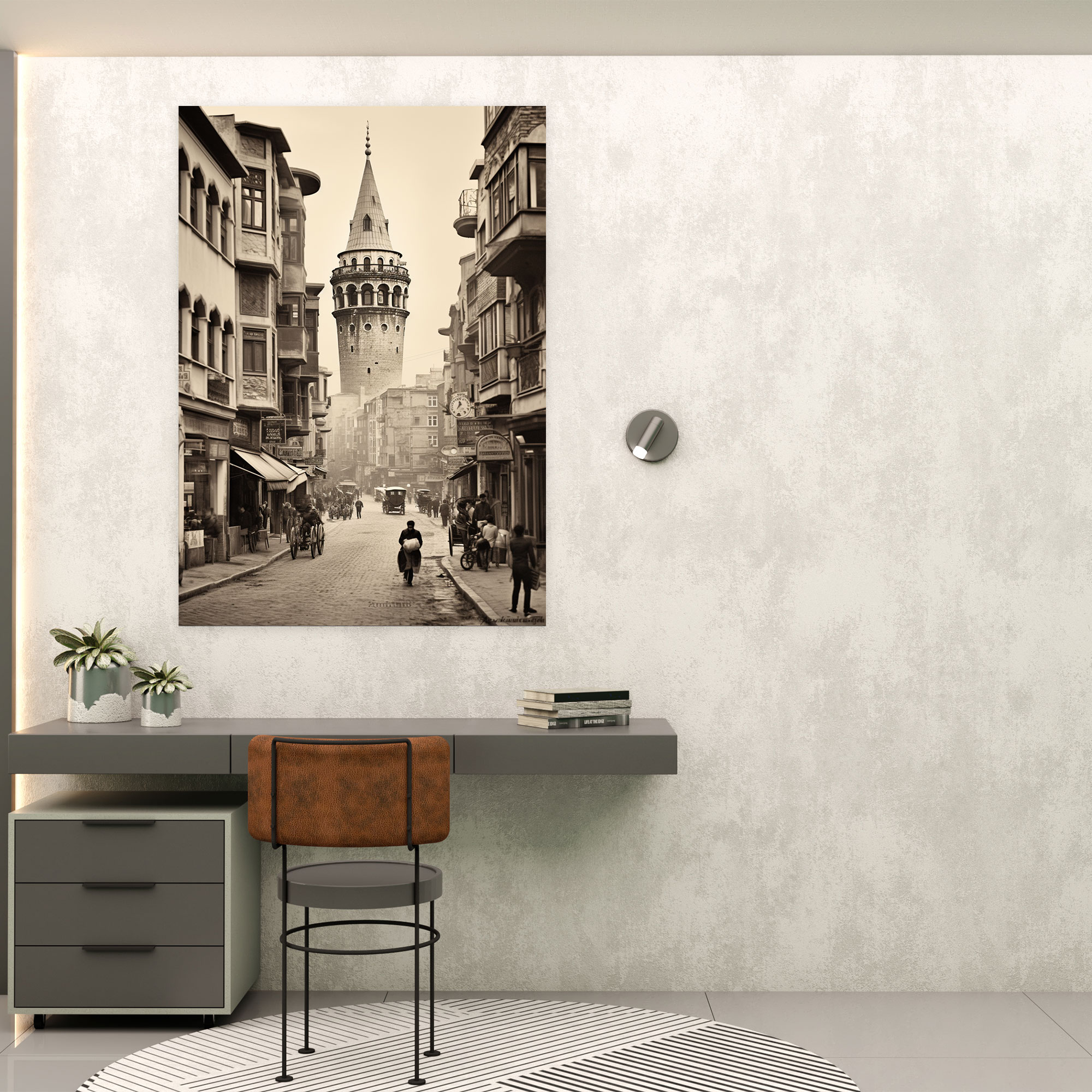 Galata Kulesi Duvar Sanatı - Kanvas Tablo Vintage Siyah ve Beyaz Fotoğraf