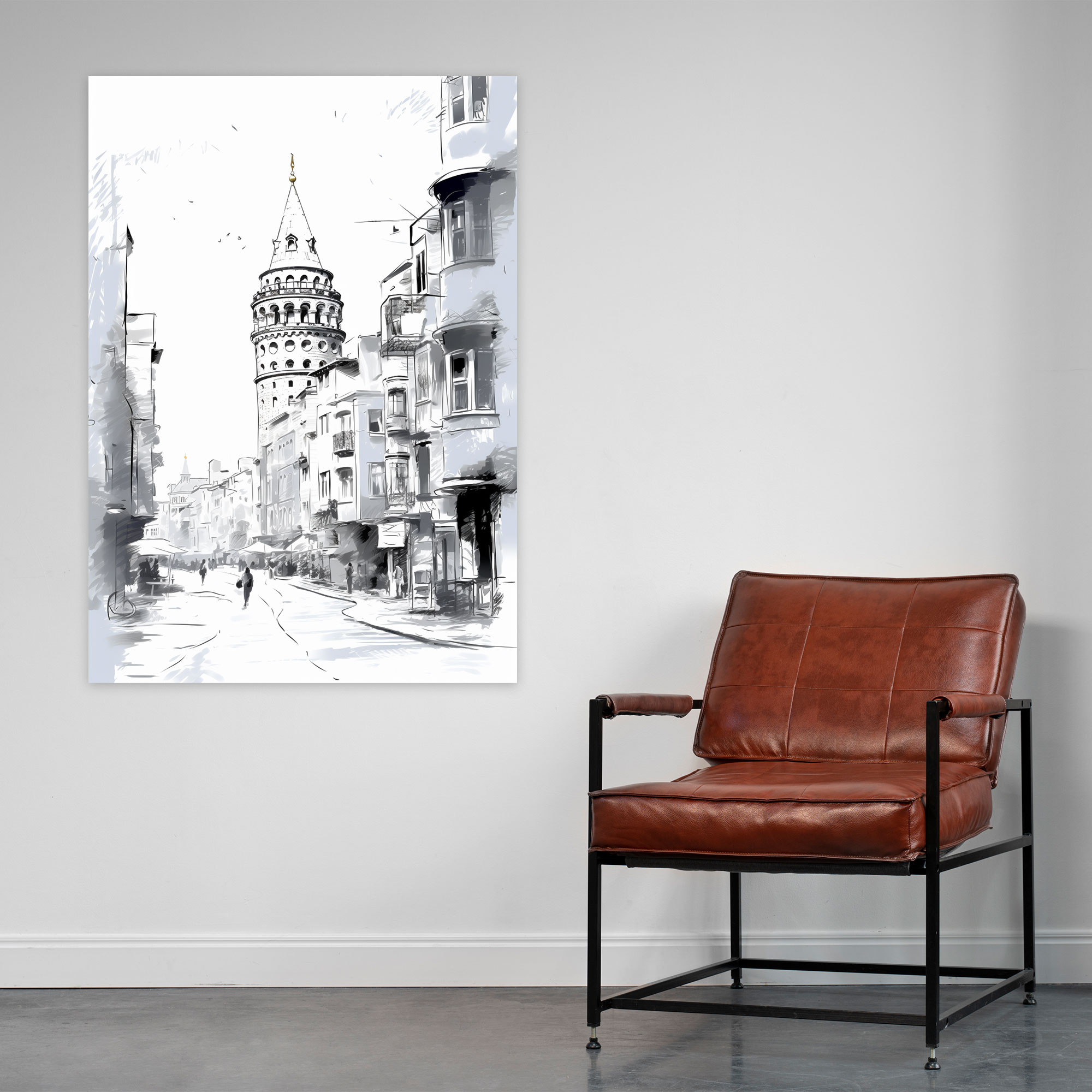 Galata Tower Canvas Print - Galata Tower, Minimalistic Design, Wall Decoration, Galata Tower