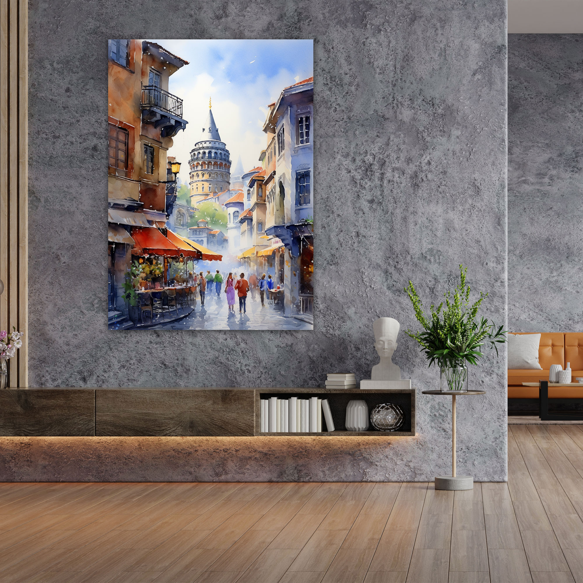 Galata Kulesi Duvar Sanatı - Galata Kulesi Duvar Dekorasyonu Kanvas Tablo Canlı Renkler