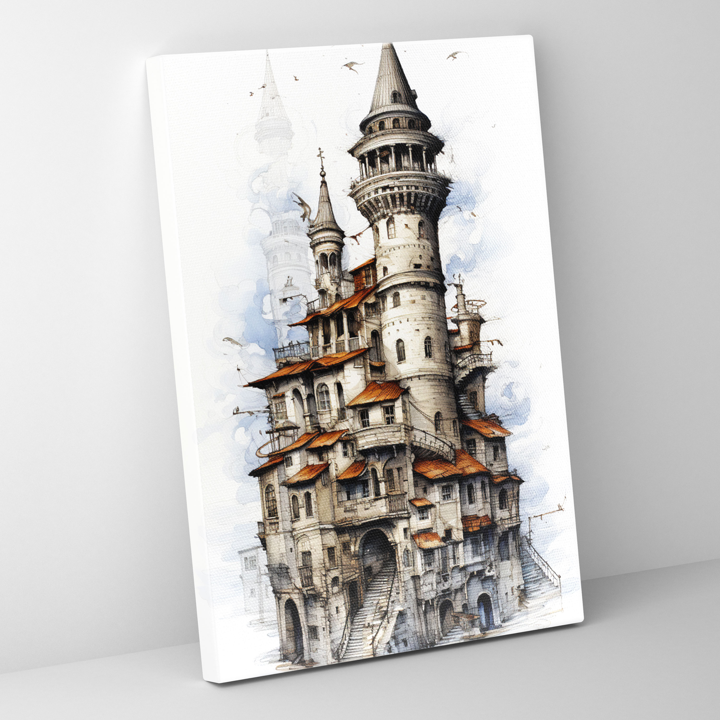 Galata Tower Canvas Print - Galata Tower, Home Decoration, Canvas Print, Intricate Linework